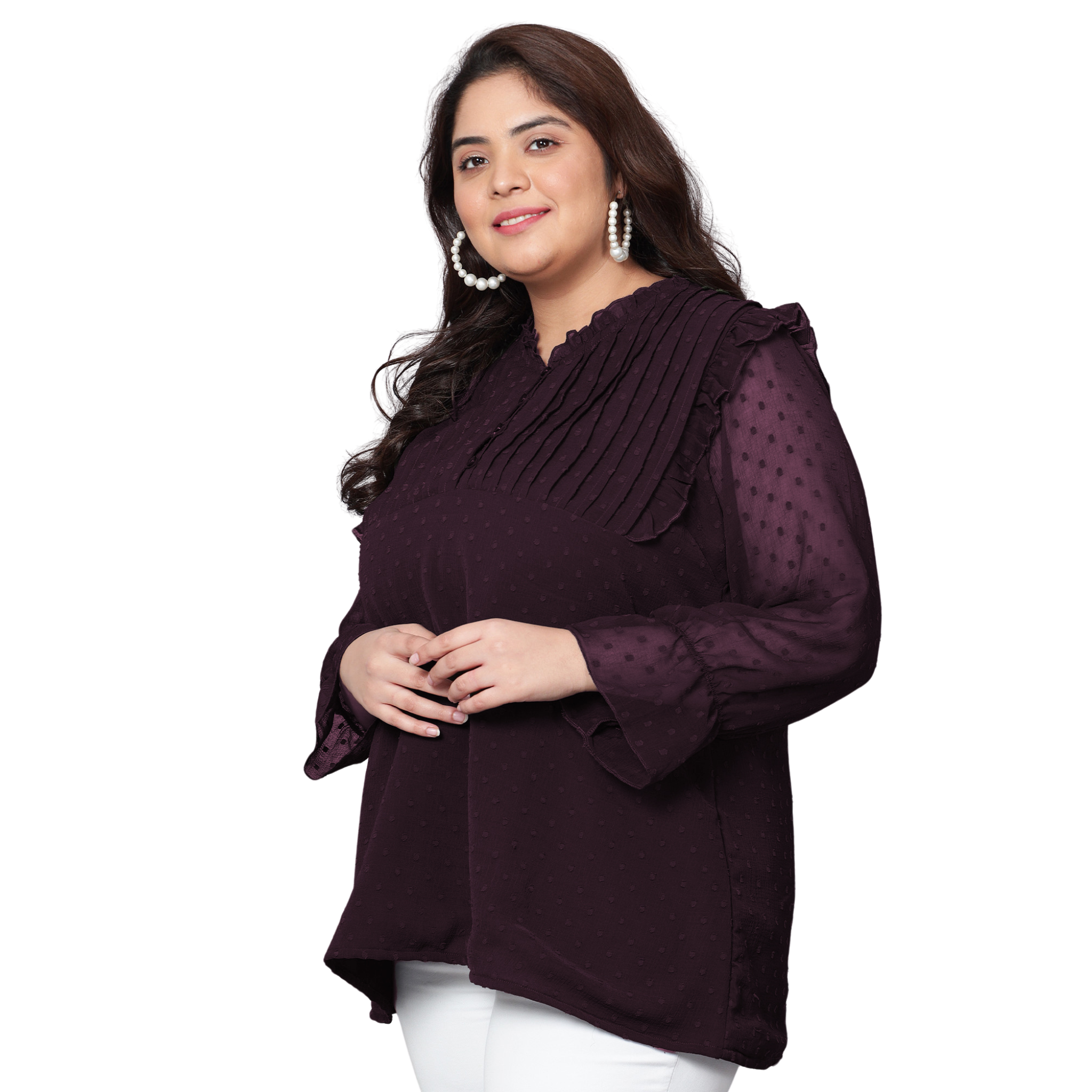 Purple Georgette Plus Size Tunic