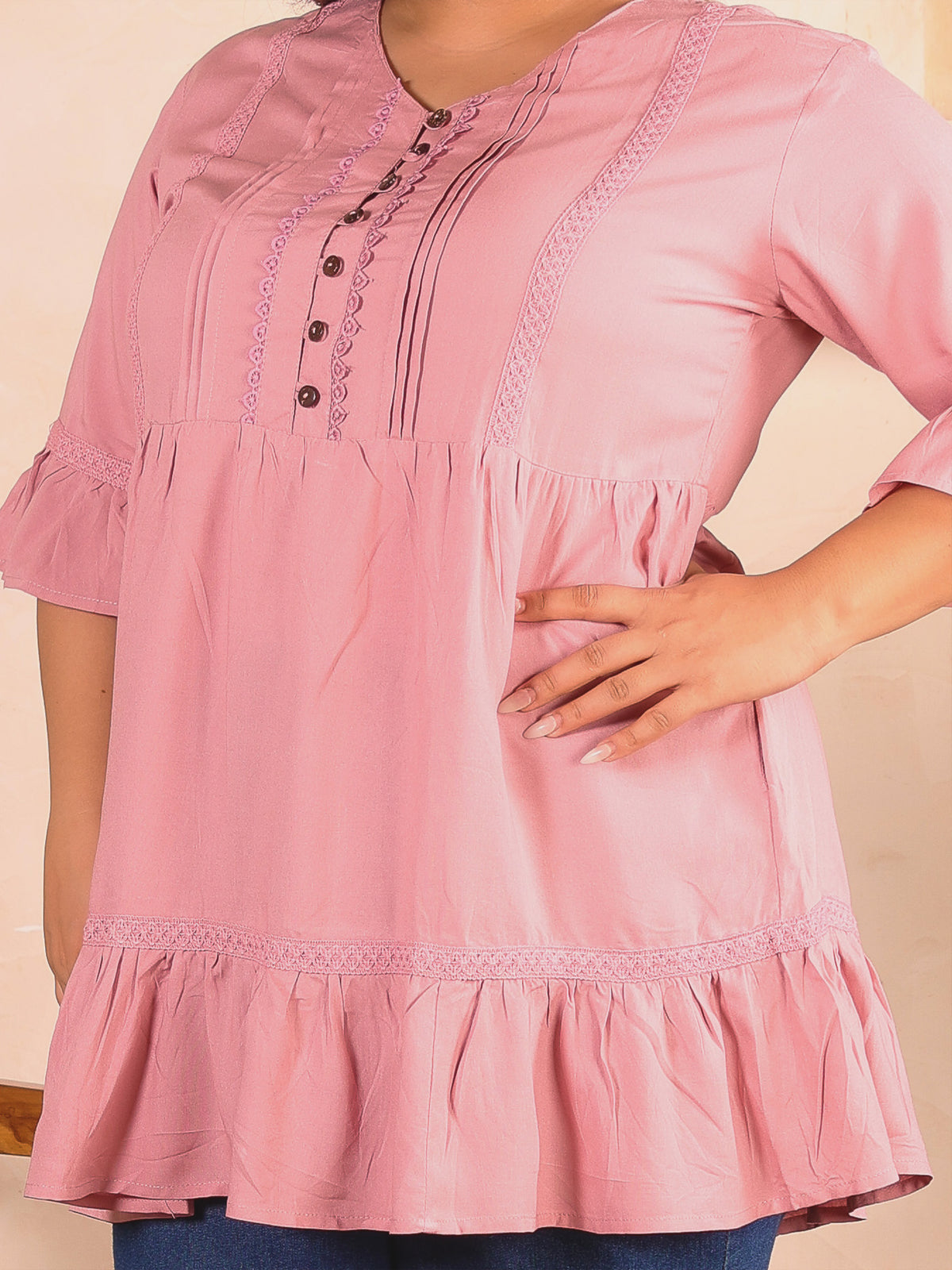 Pink Lace Plus Size Tunic