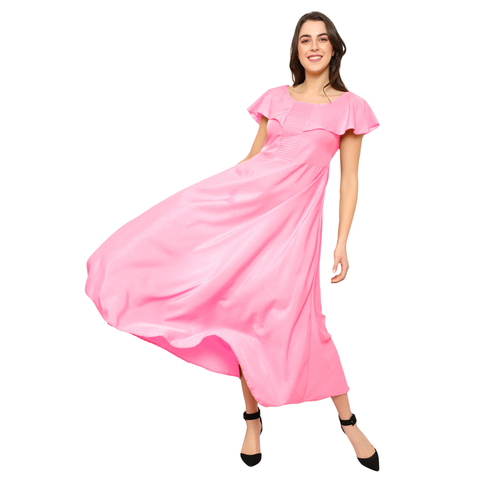 Pink Solid Maxi Dress