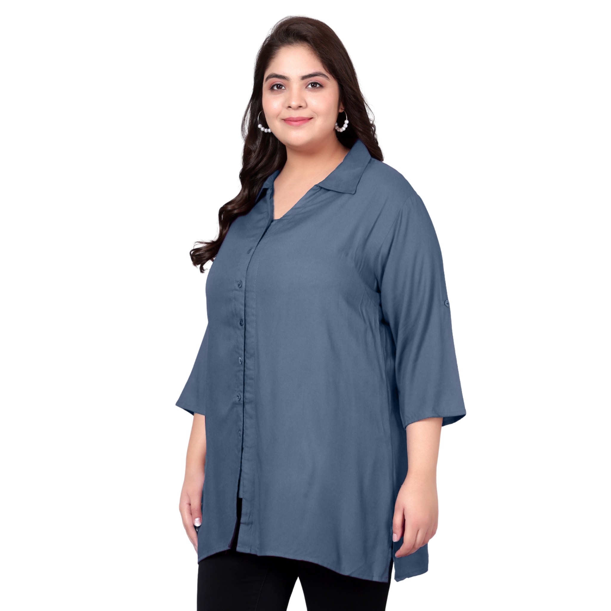 Grey Longline Plus Size Shirt