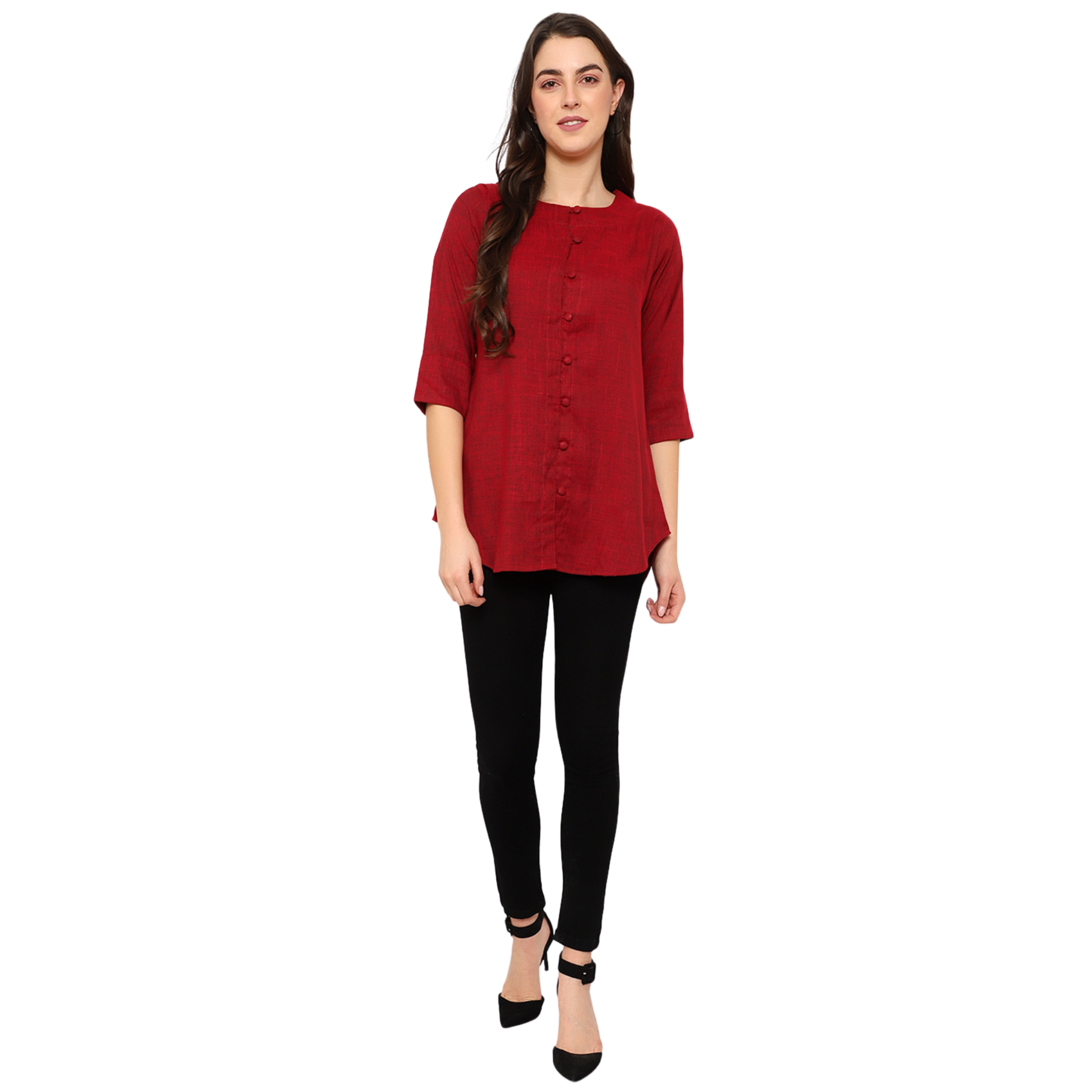 Maroon Cotton Linen Tunic