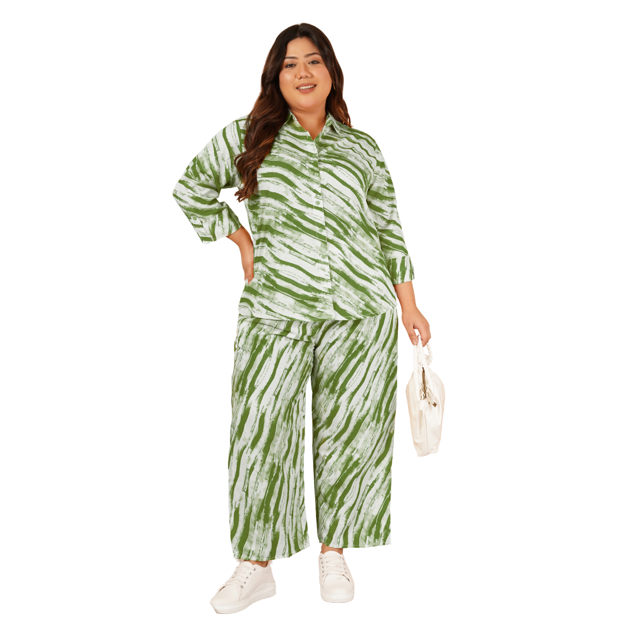 Green Leheriya Print Plus Size Co-Ord Set