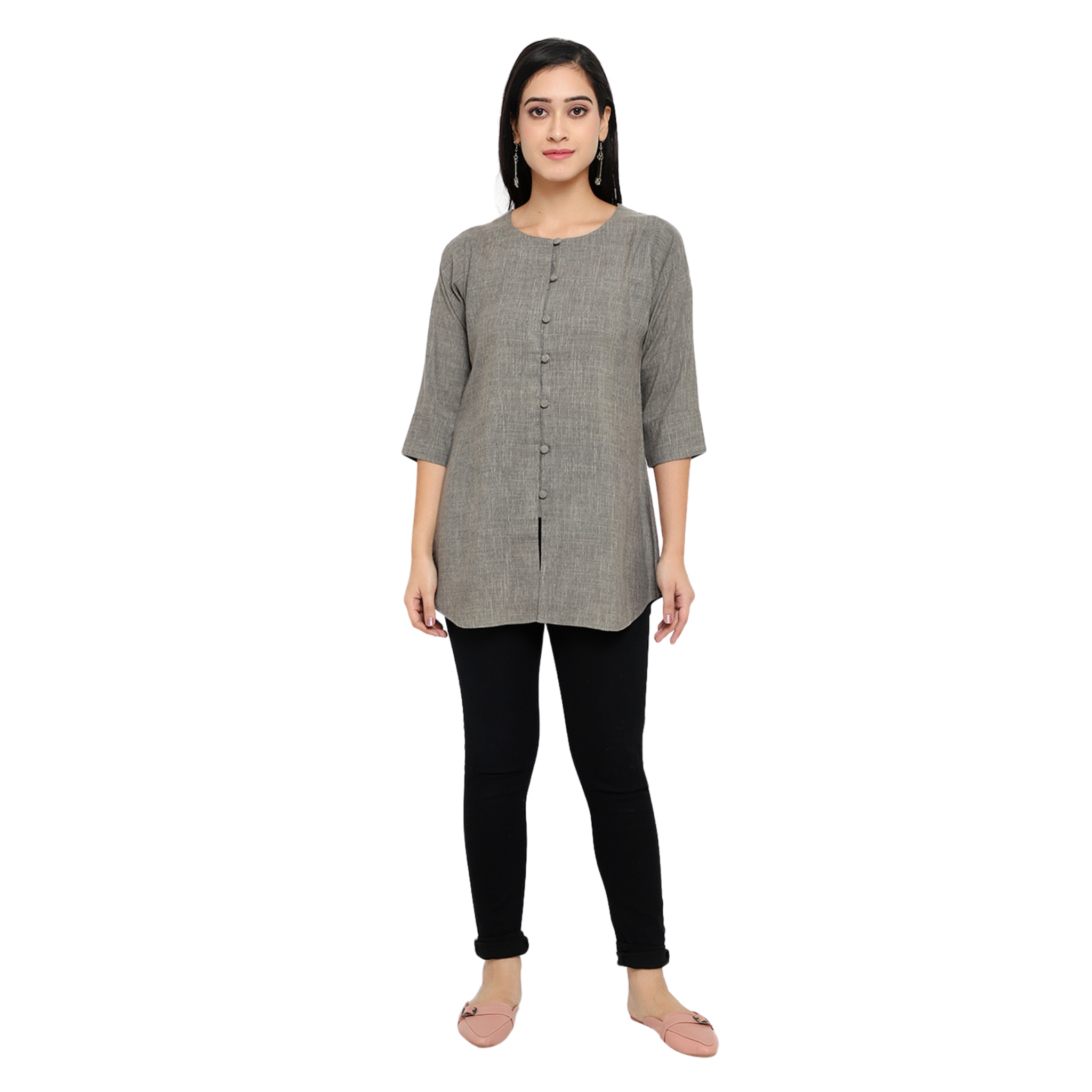 Grey Cotton Linen Tunic