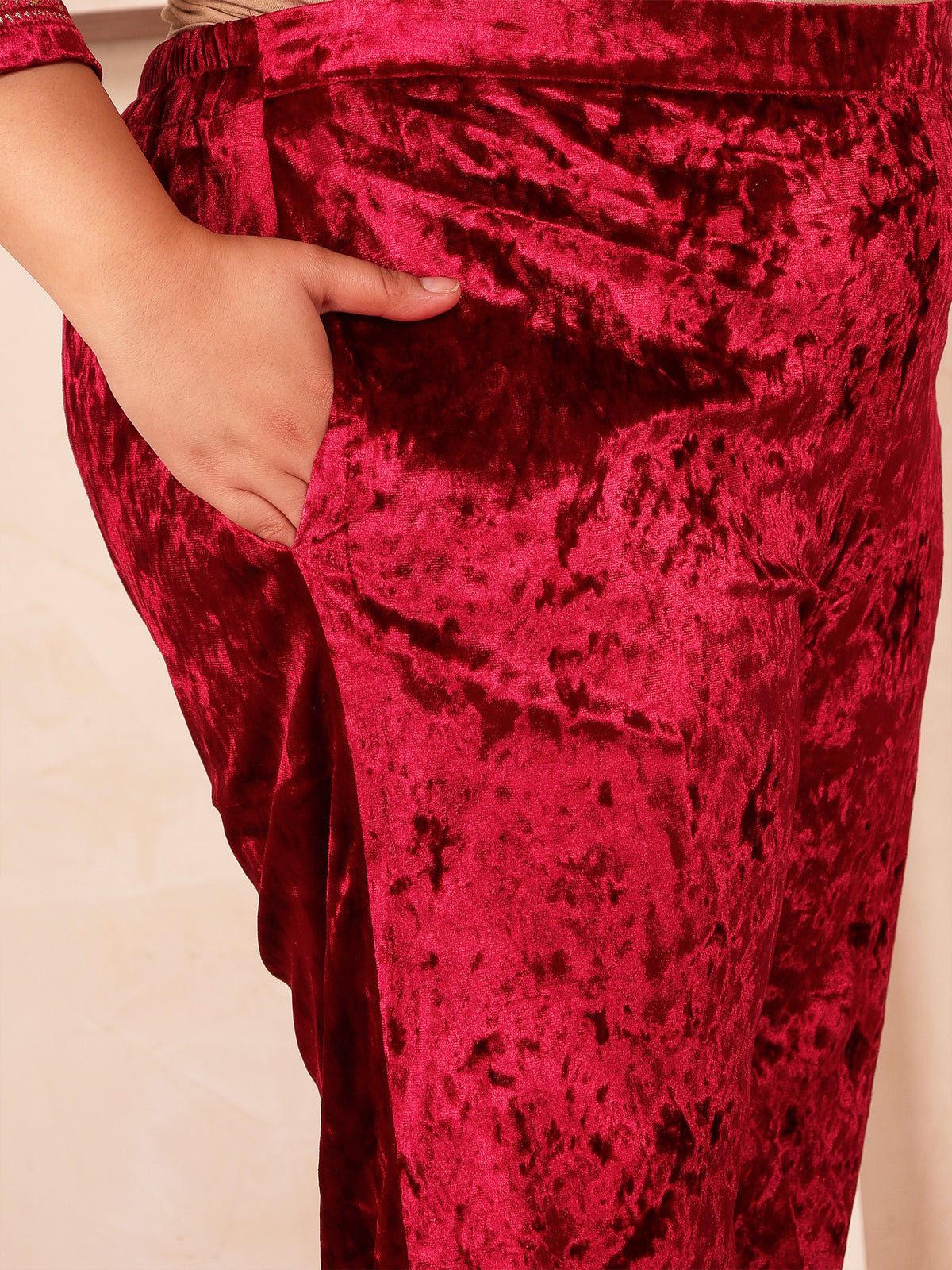 Maroon Velvet Plus Size Co Ord Set