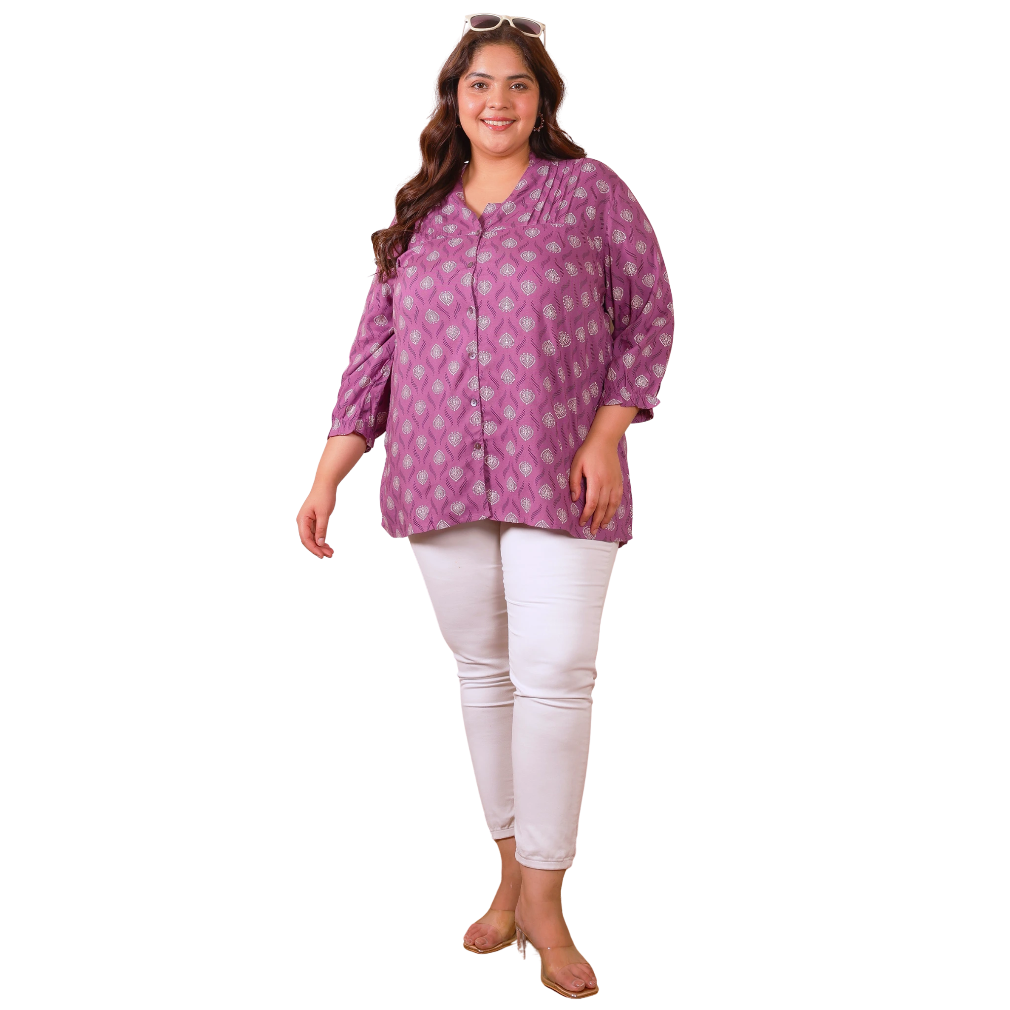 Purple Geometric Print Shirt