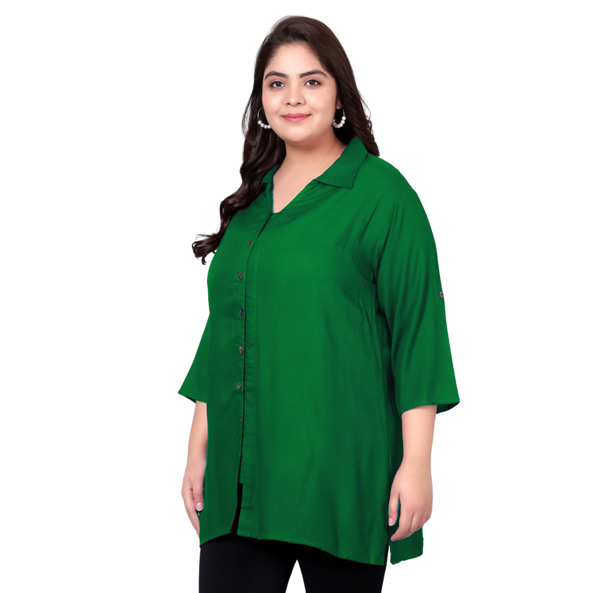 Green Longline Plus Size Shirt