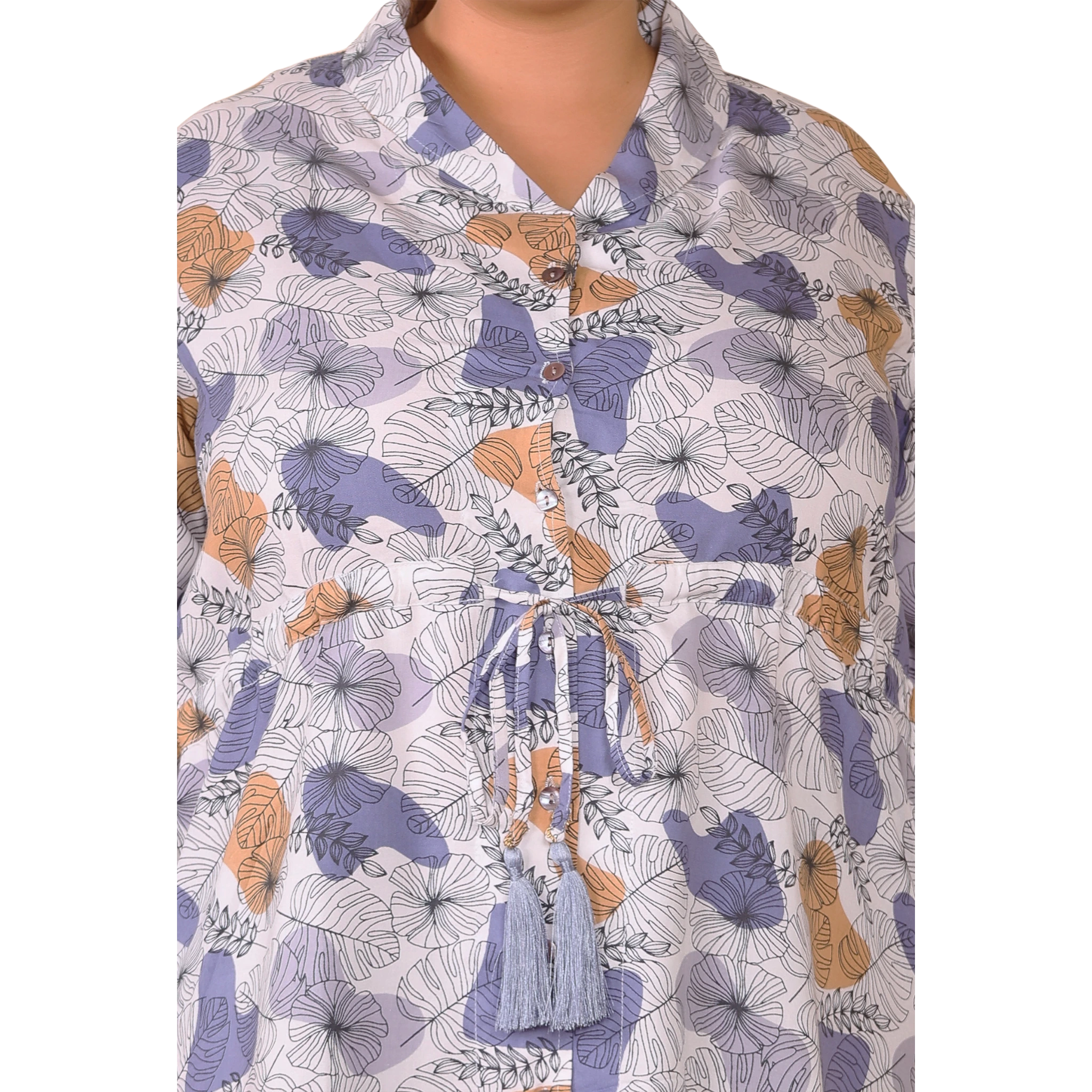 White Abstract Print Tunic