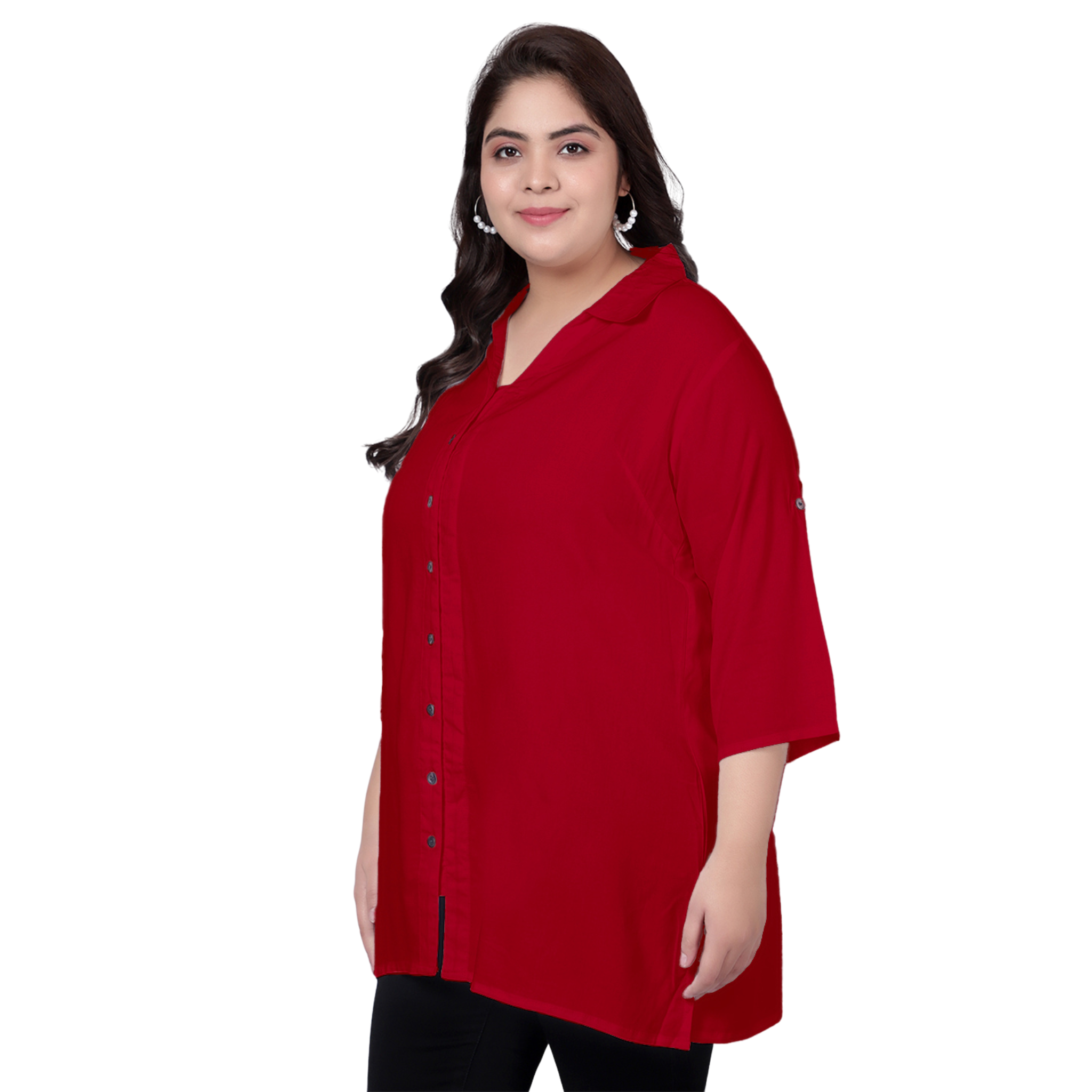 Maroon Longline Plus Size Shirt