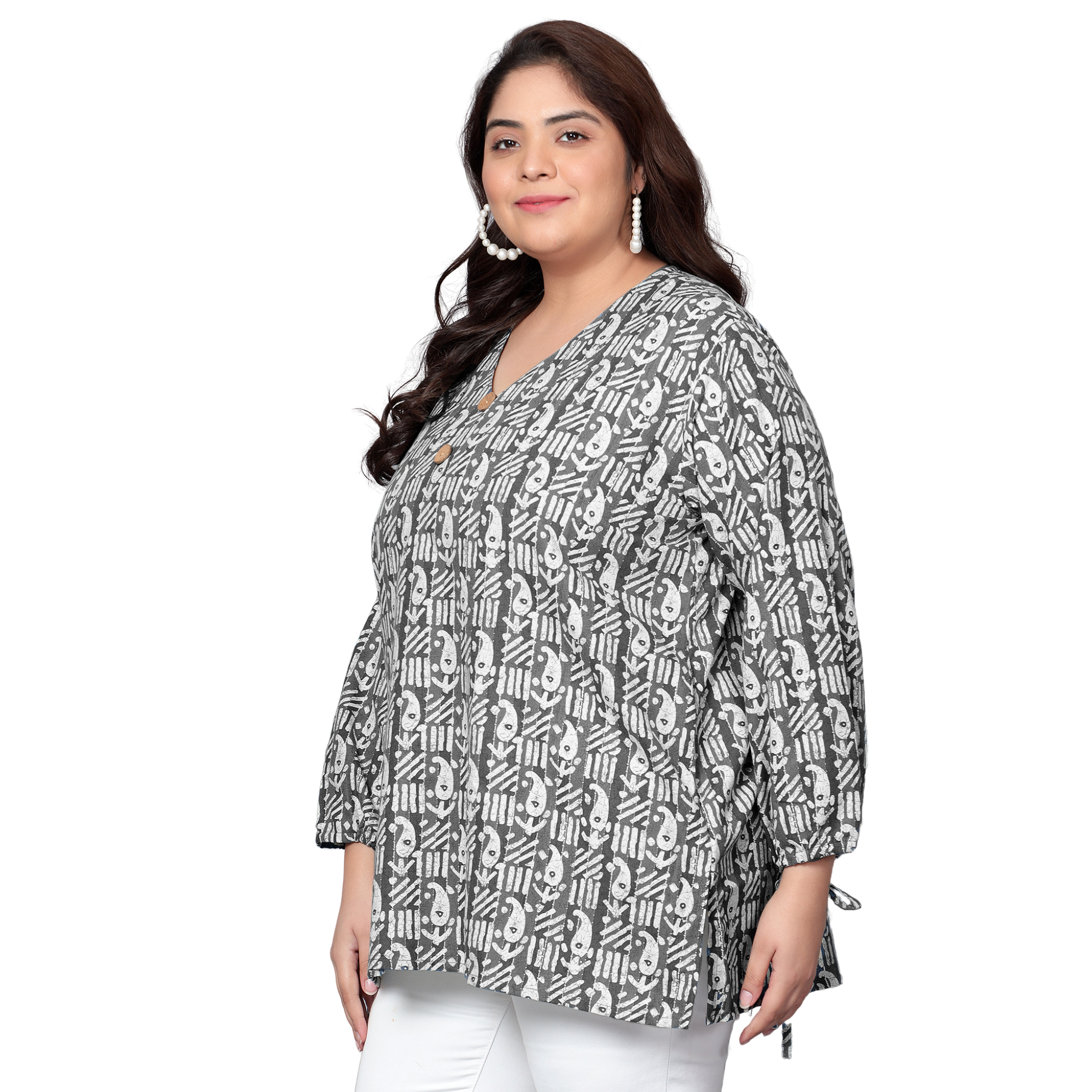 Black Paisley Plus Size Tunic