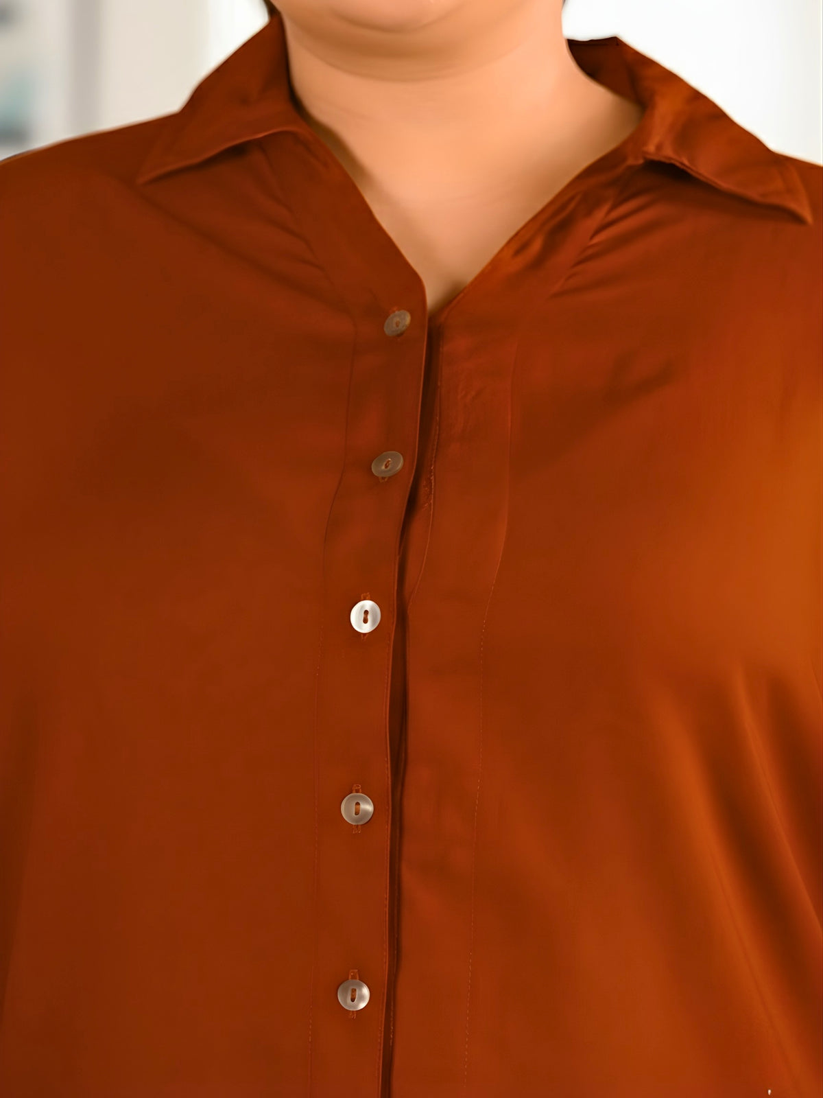 Rust Orange Longline Plus Size Shirt