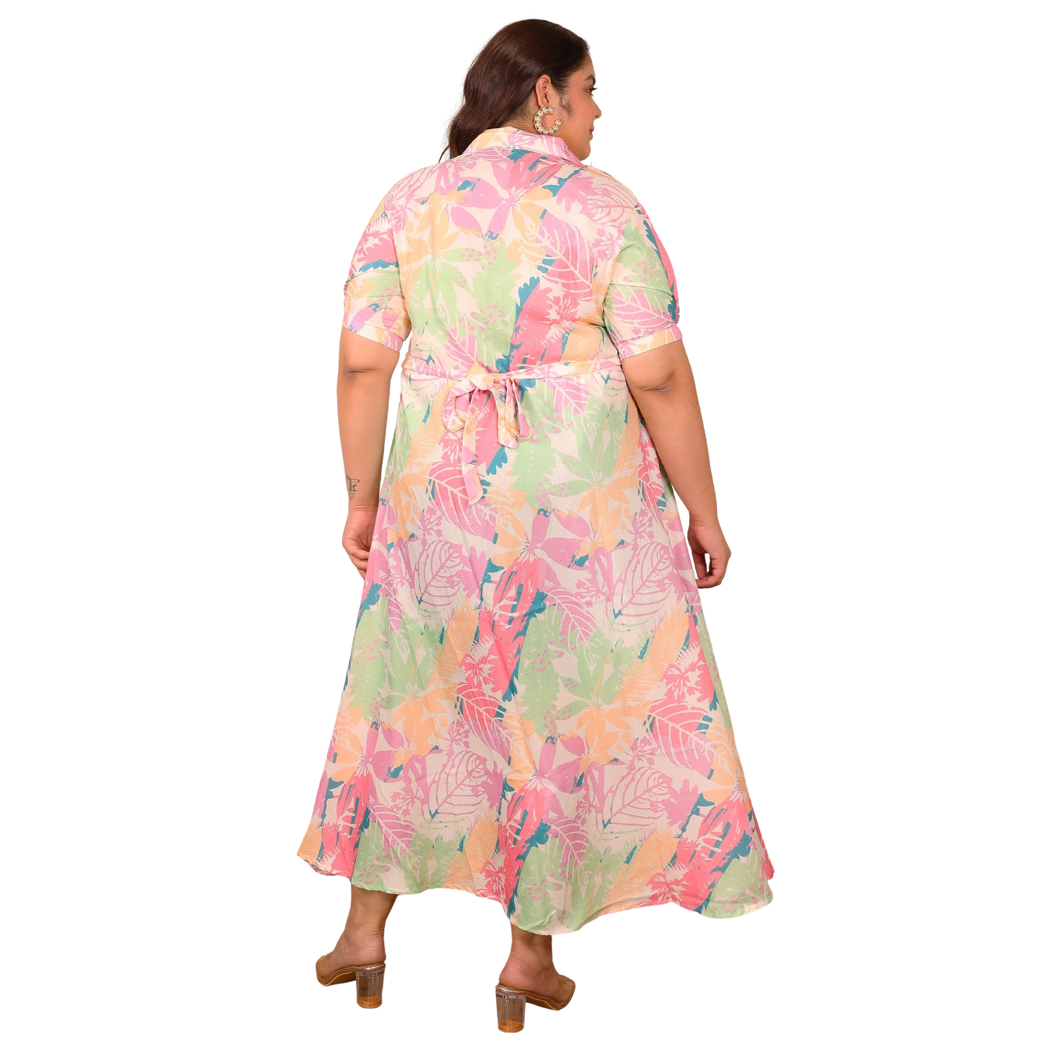 Multicolor Floral Maxi Plus Size Dress