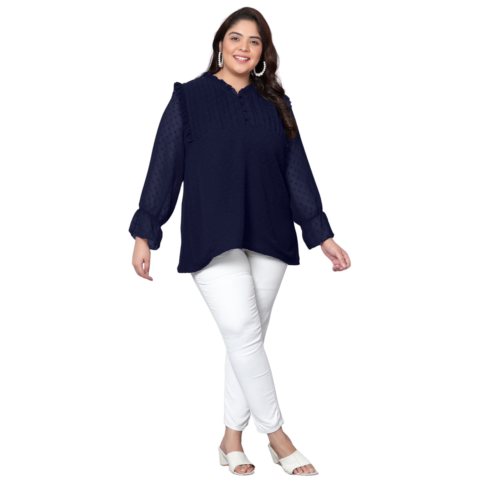 Blue Georgette Plus Size Tunic