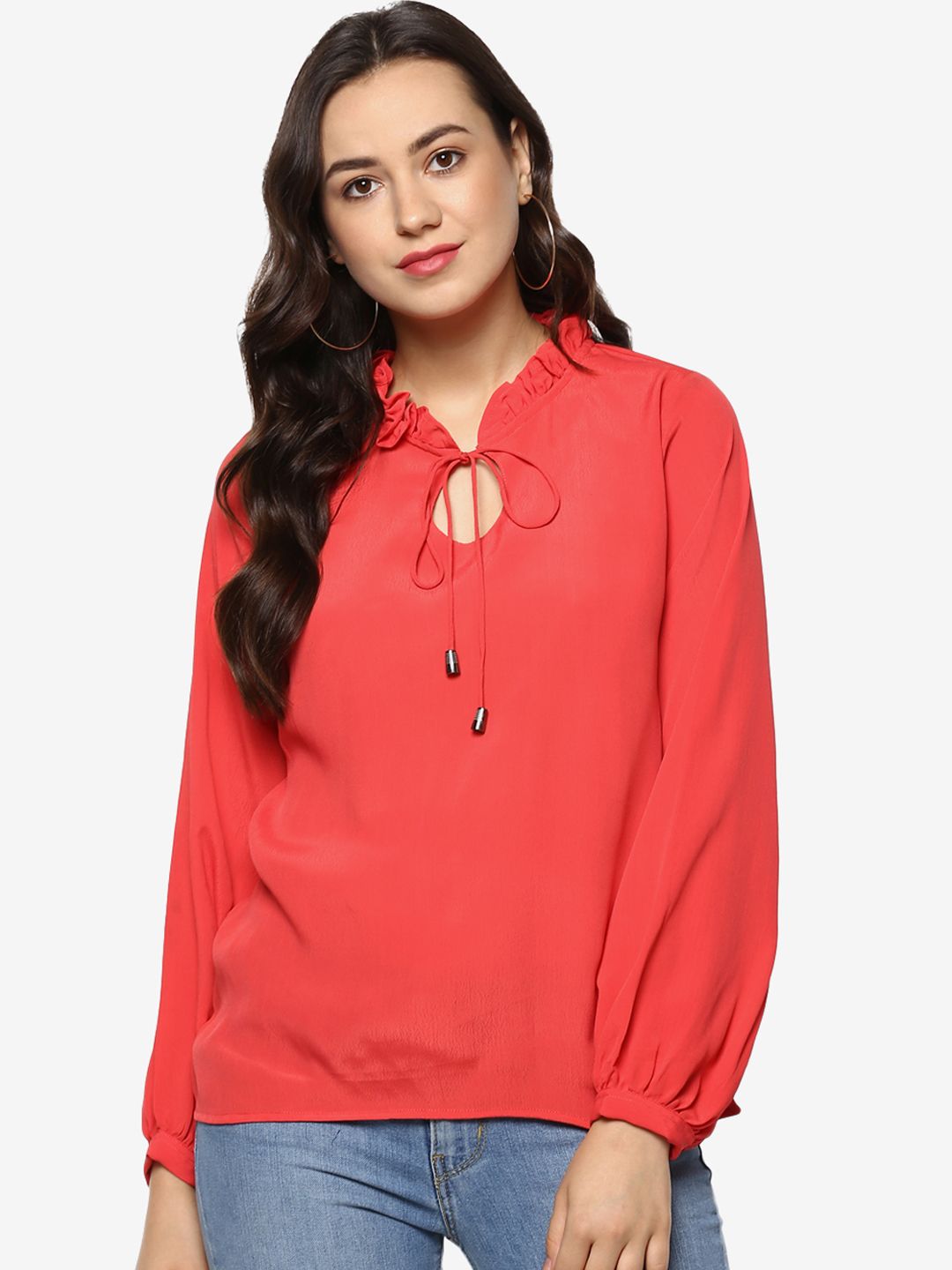 Red Crepe Top — view 1