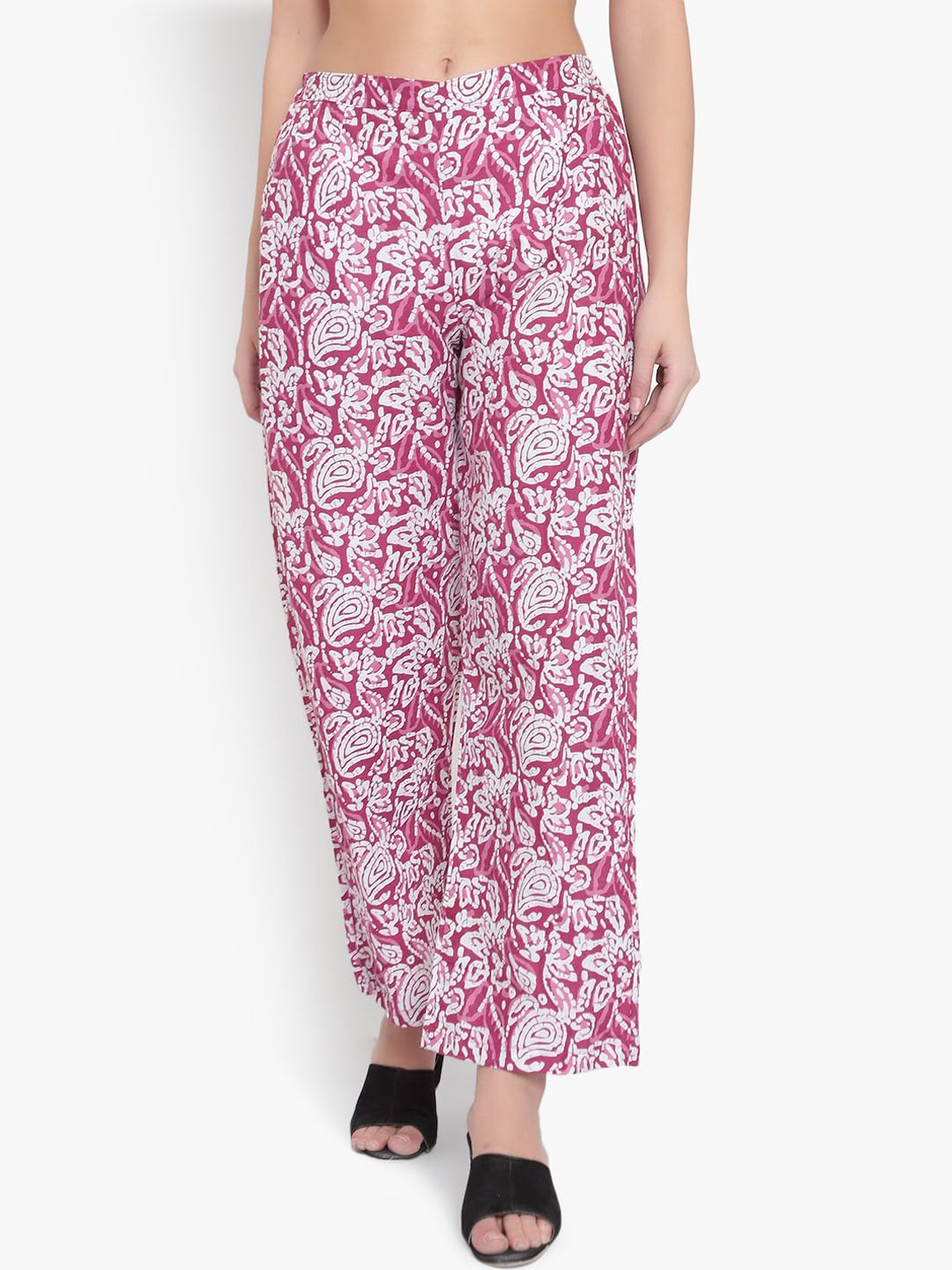 Pink Hand Block Print Trousers — view 1