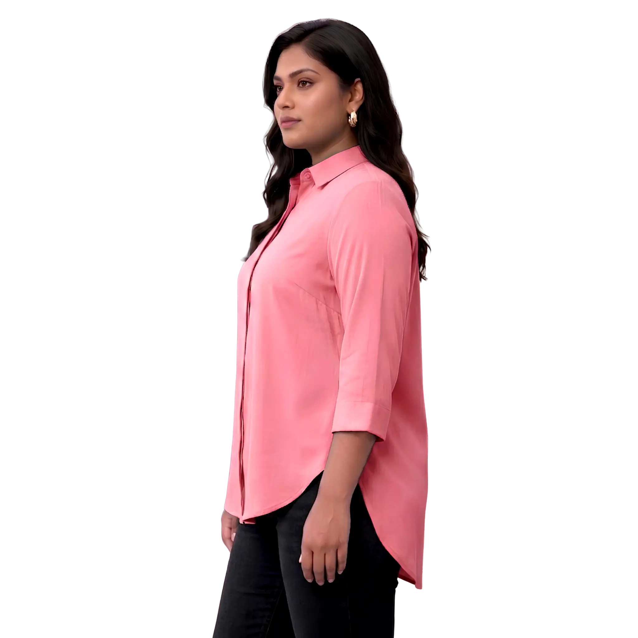 Pink Rayon Concealed Plus Size Tunic