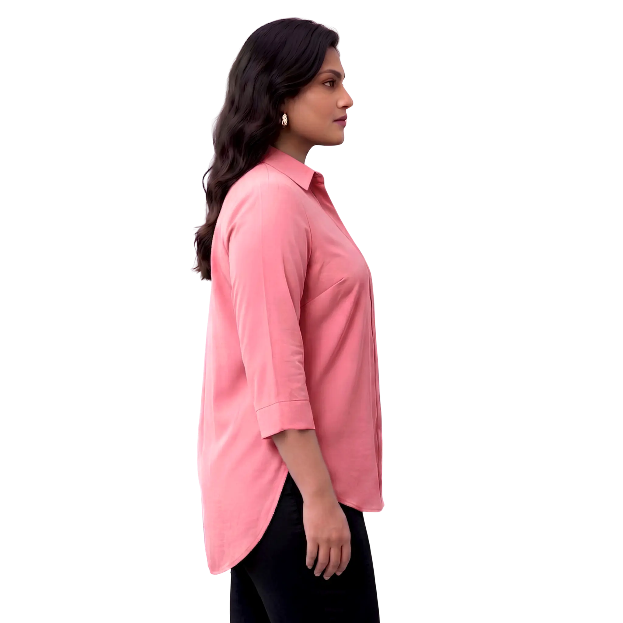 Pink Rayon Concealed Plus Size Tunic