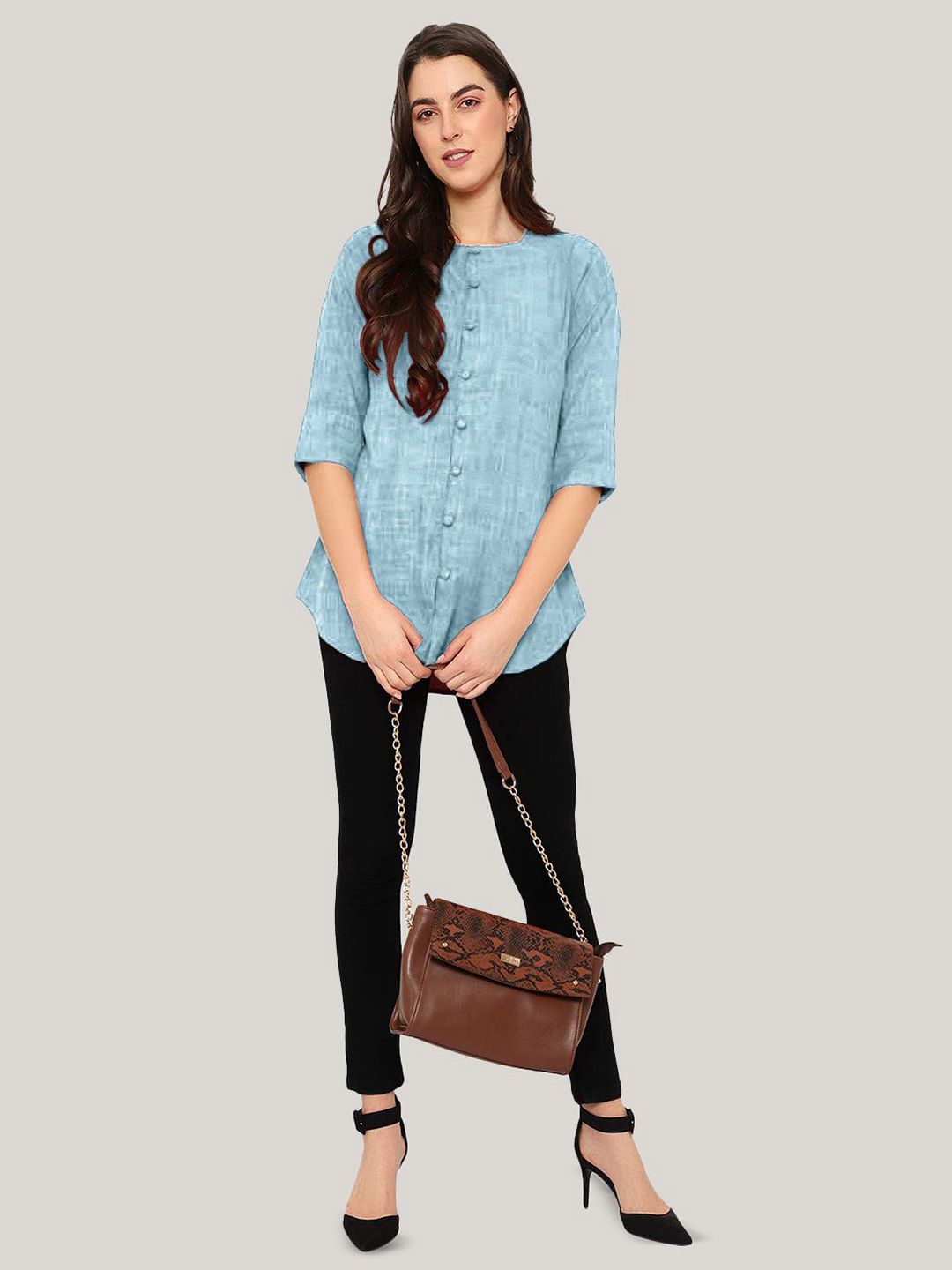 Blue Cotton Linen Tunic — view 13