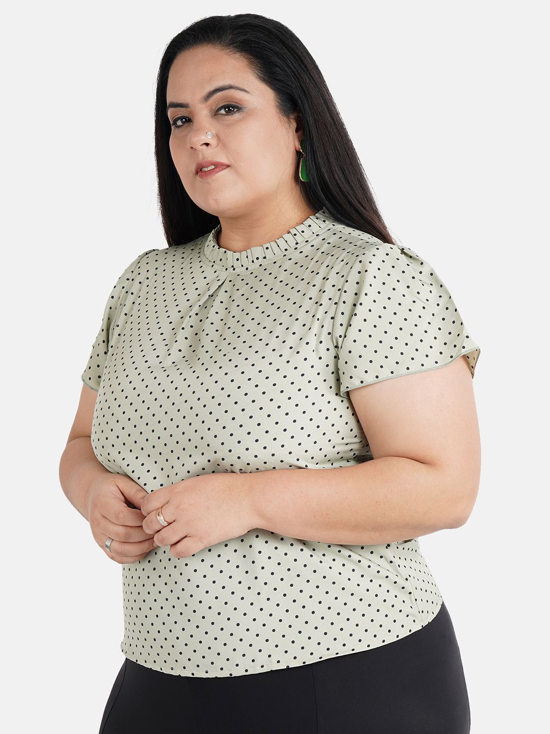 Green Polka Dot Top — view 4