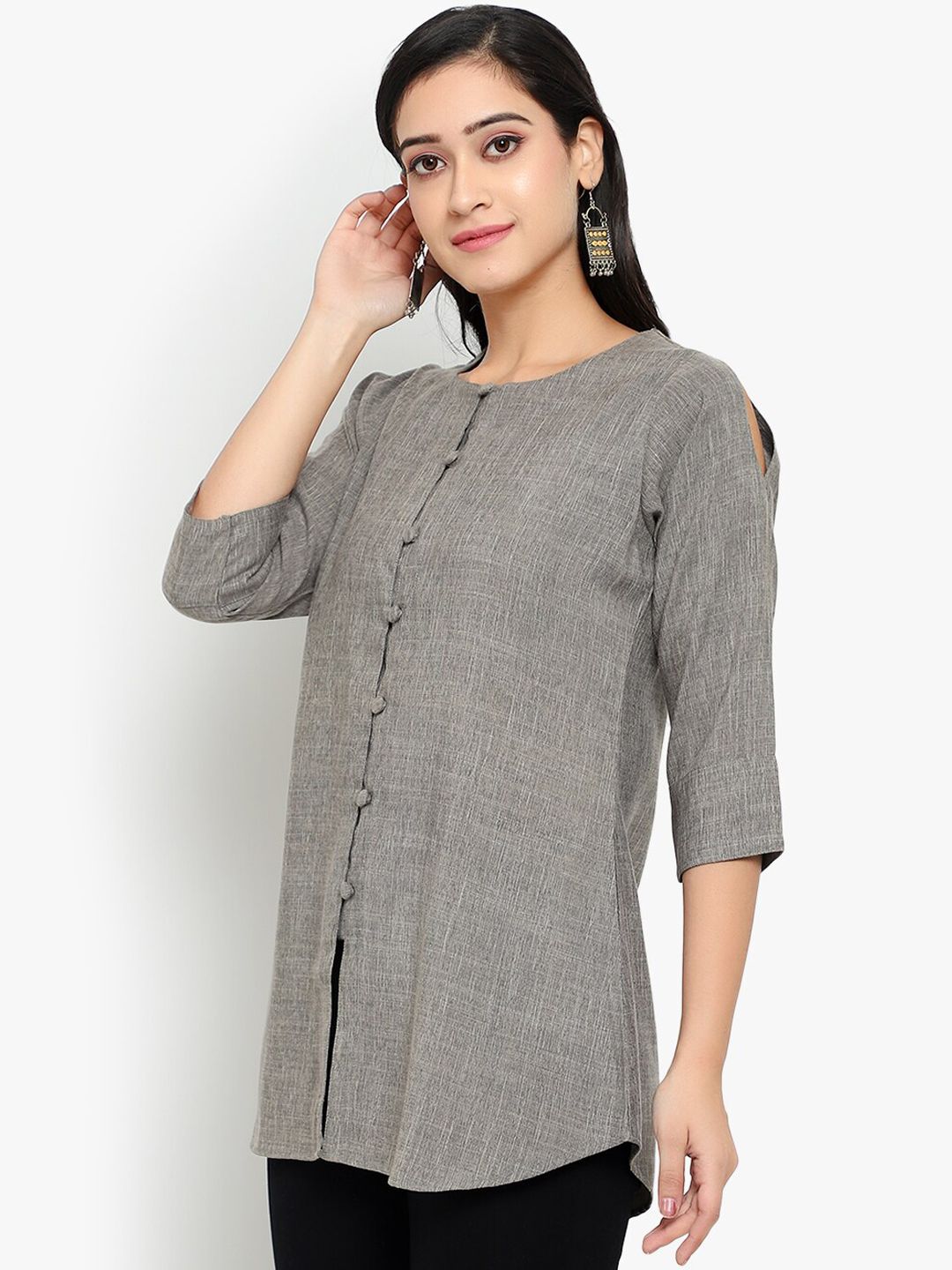 Grey Cotton Linen Tunic — view 3