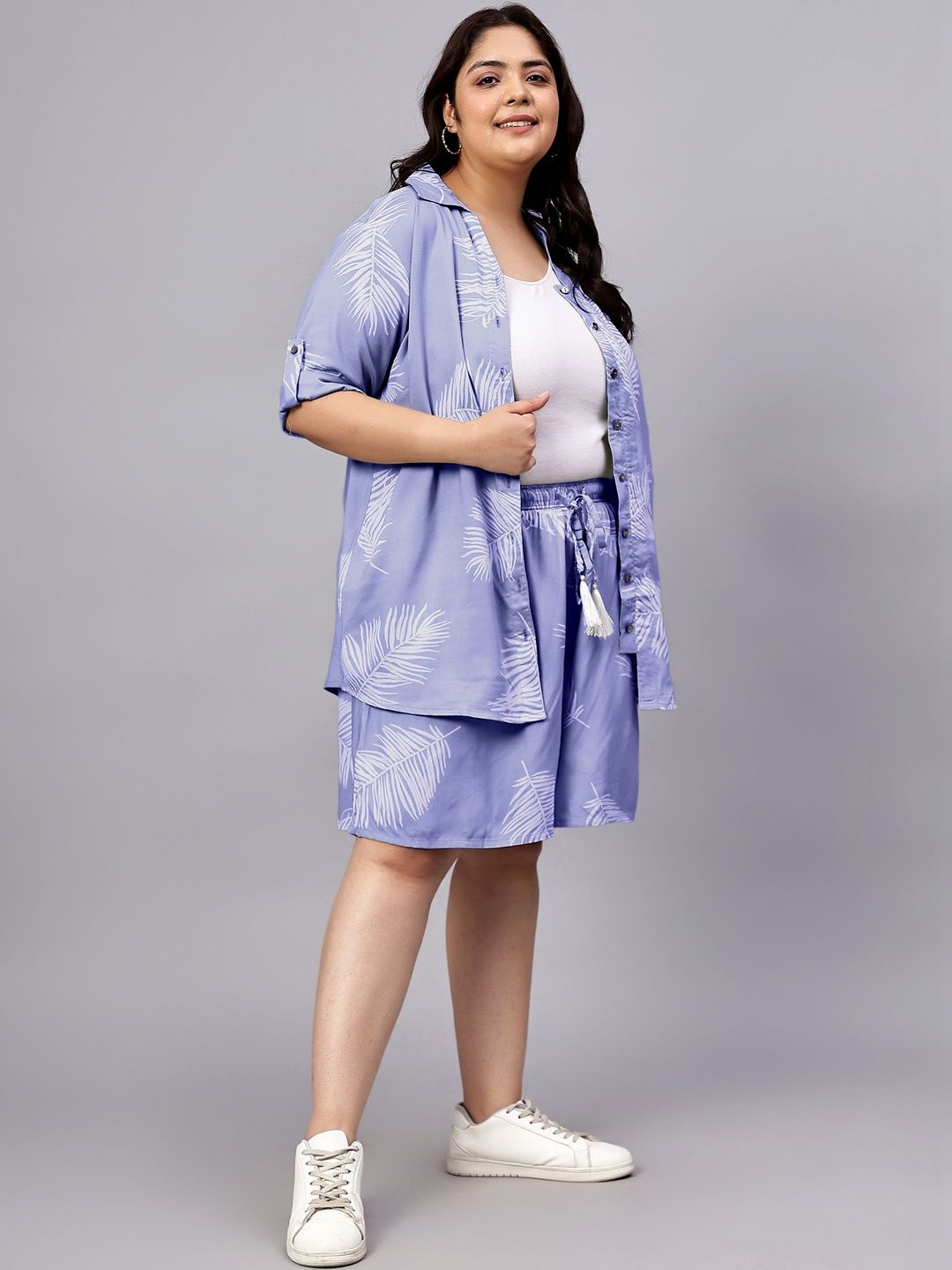 Blue Leaf Shirt And Short Set — view 6
