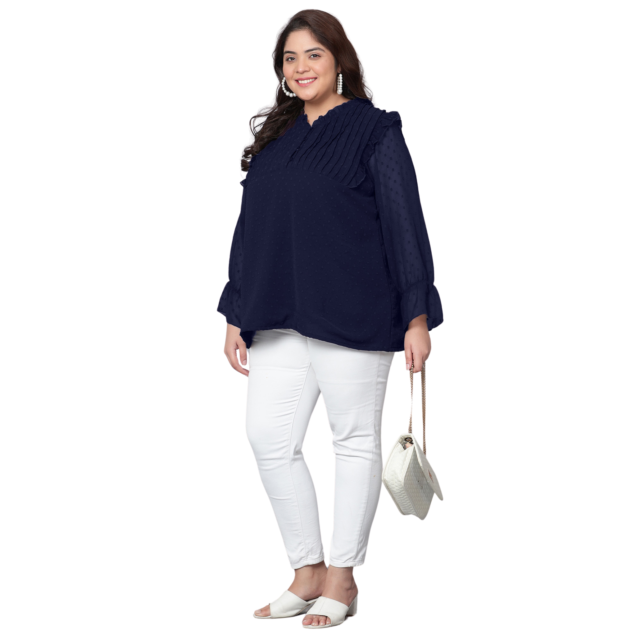 Blue Georgette Plus Size Tunic