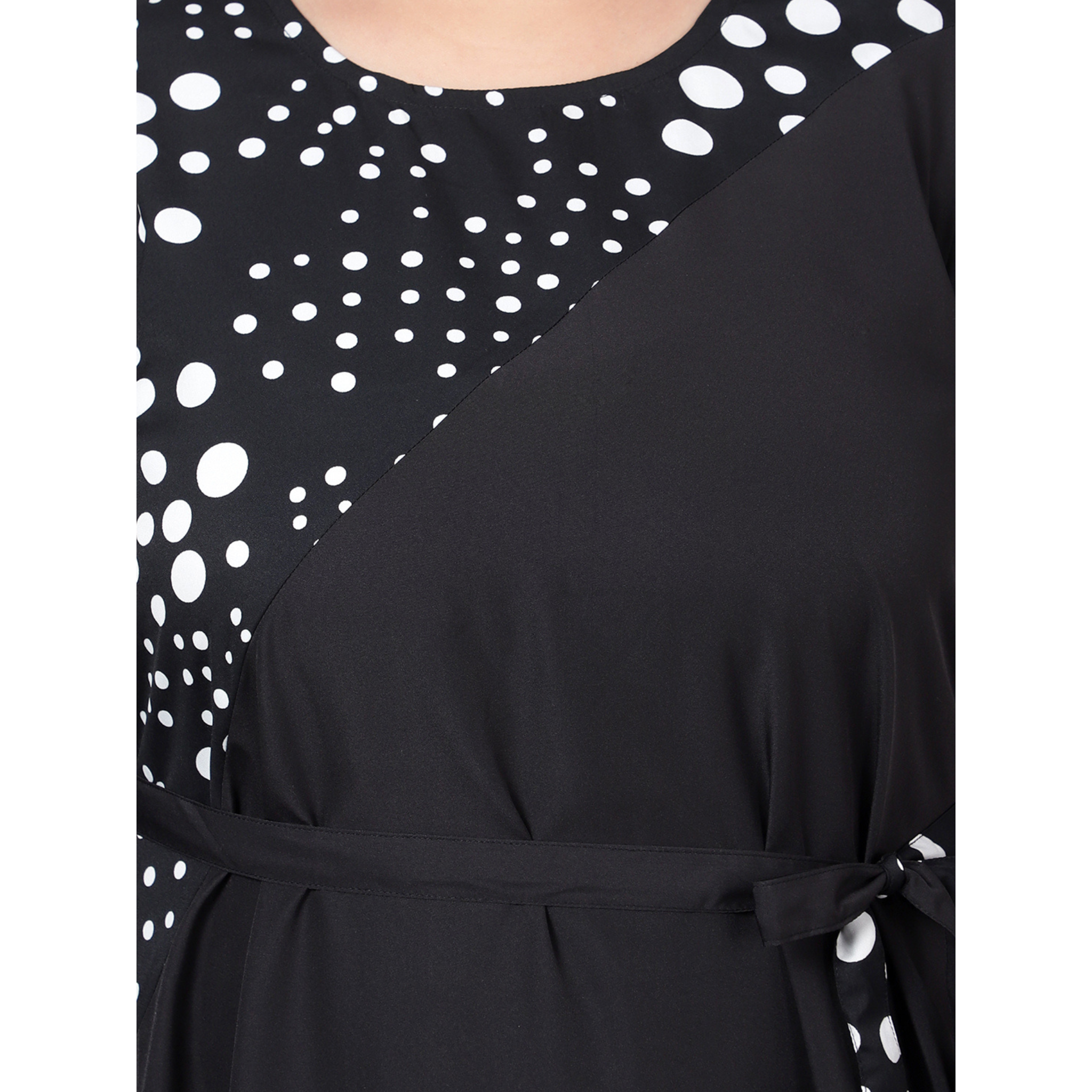 Black & White Polka Dot Print Plus Size Dress