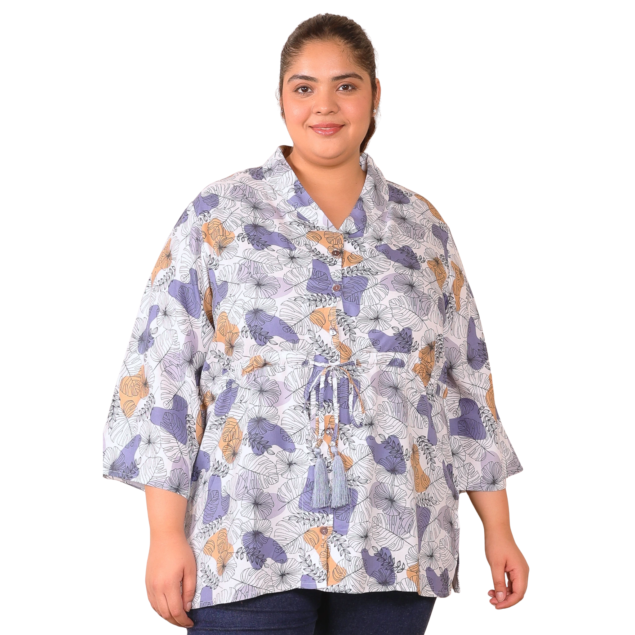 White Abstract Print Tunic