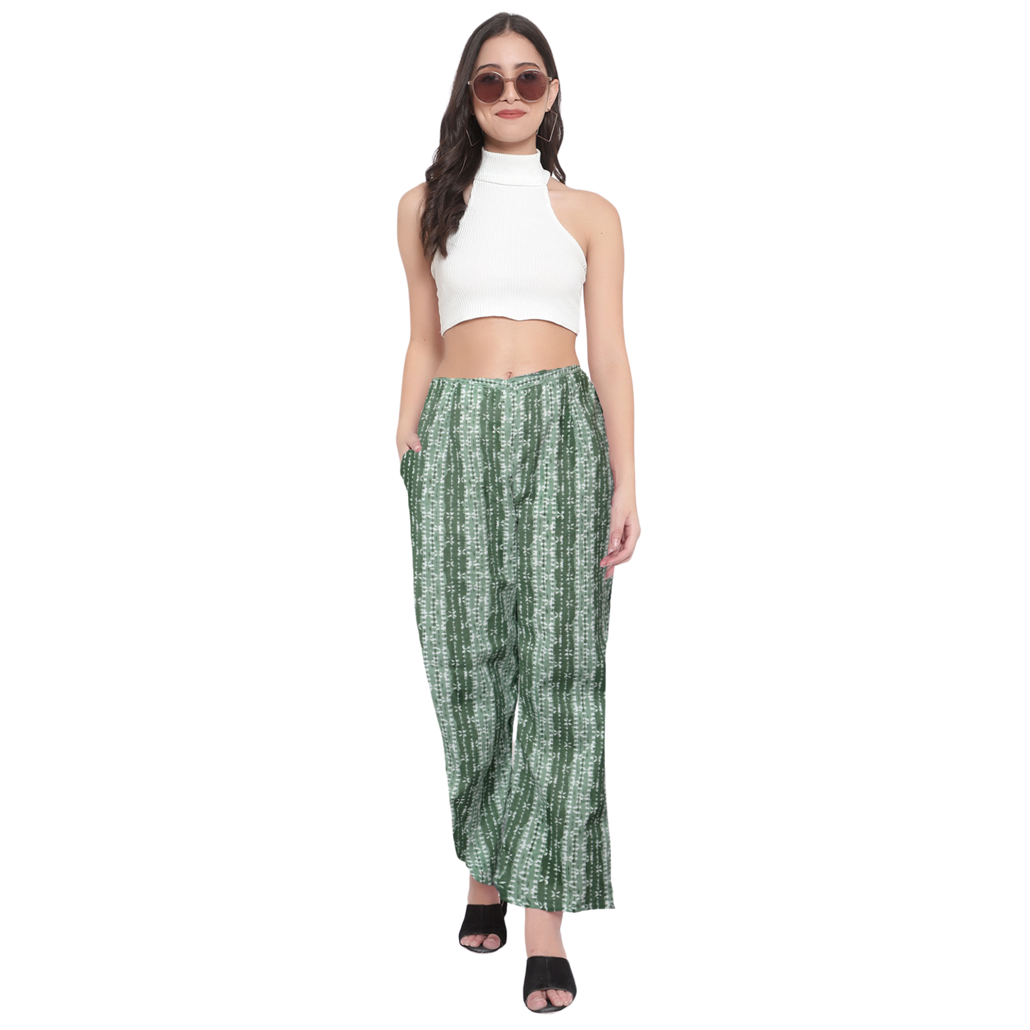 Green Hand Block Print Trousers