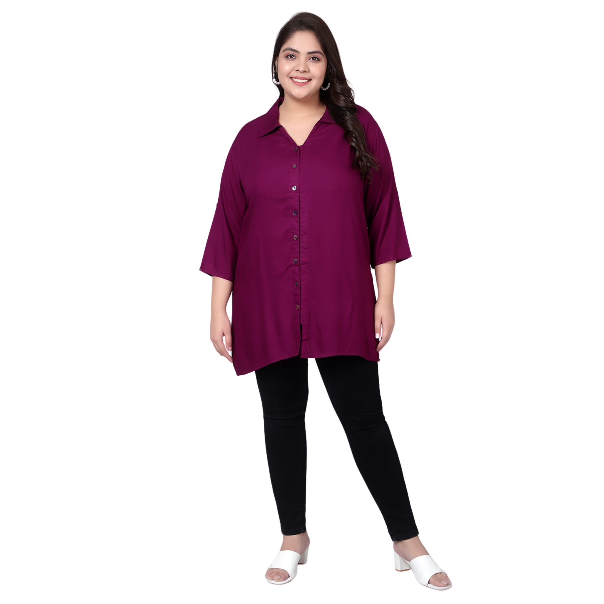 Purple Longline Plus Size Shirt