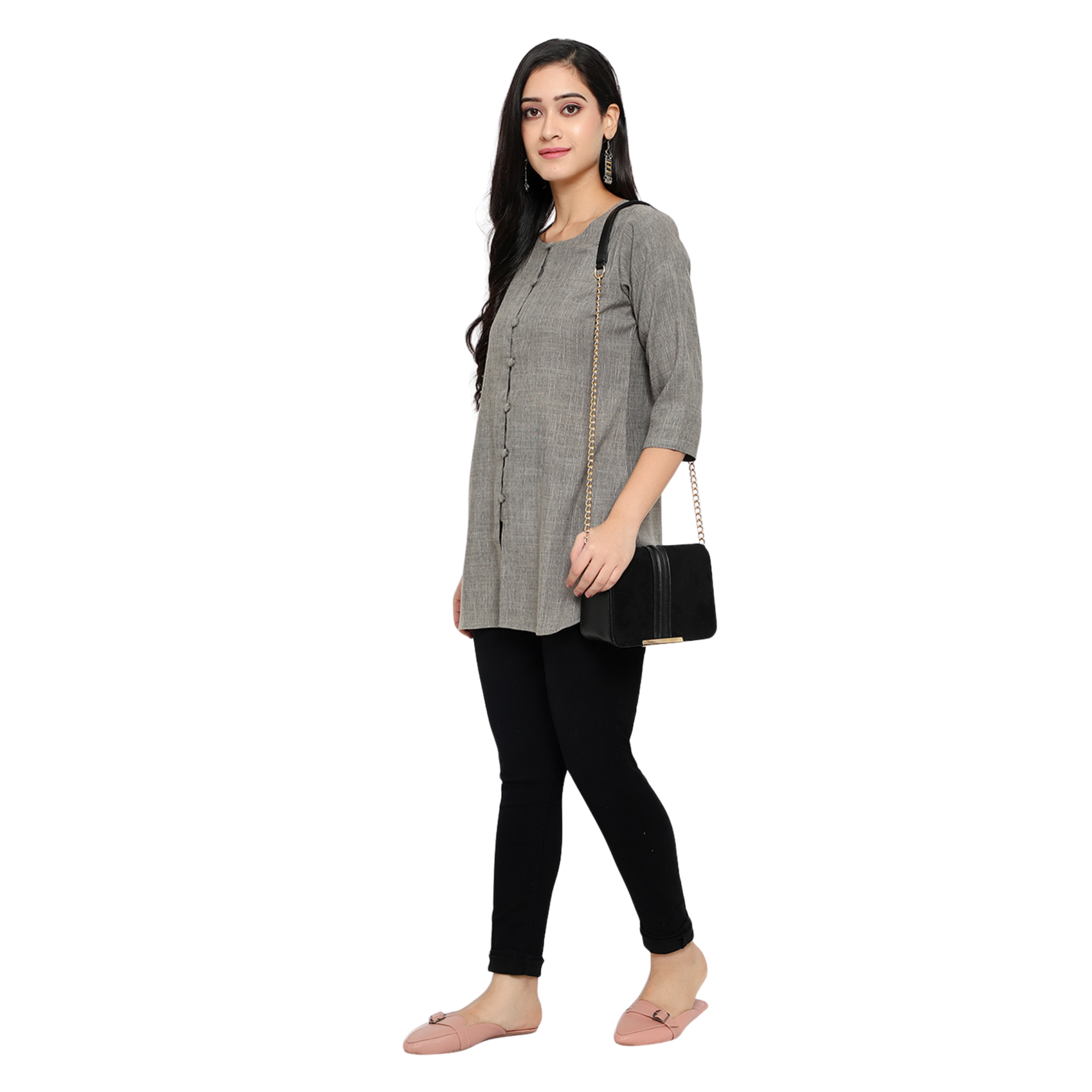 Grey Cotton Linen Tunic