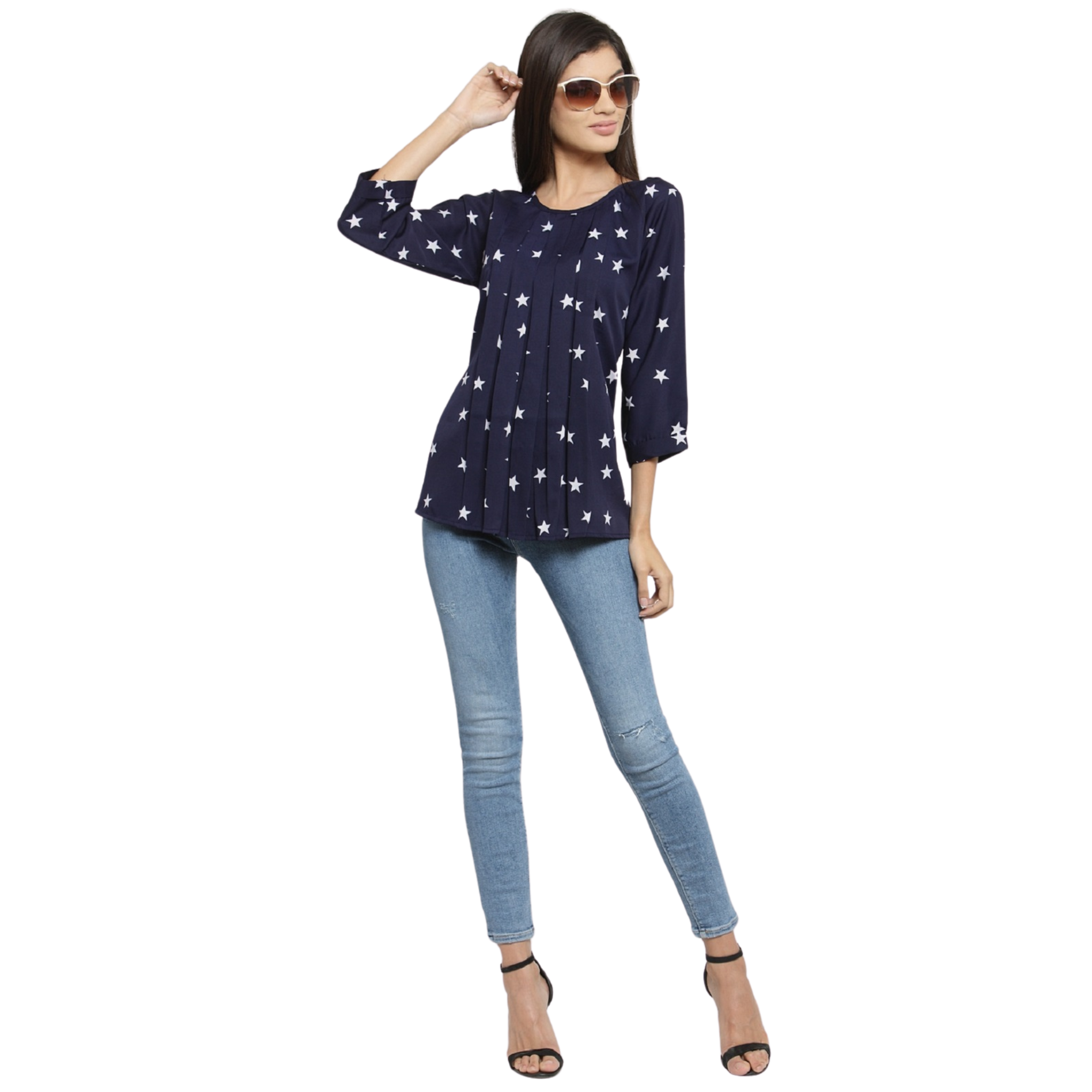 Blue Star Print Top