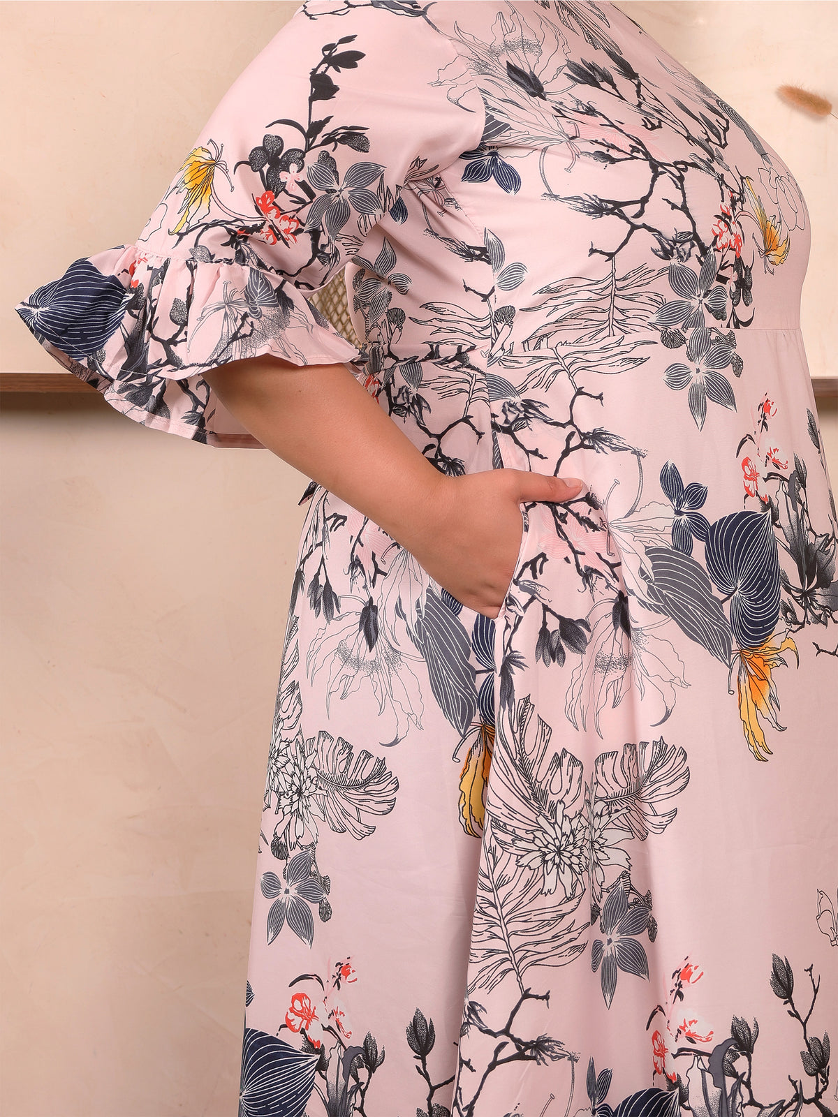 Pink Floral Plus Size Maxi Dress