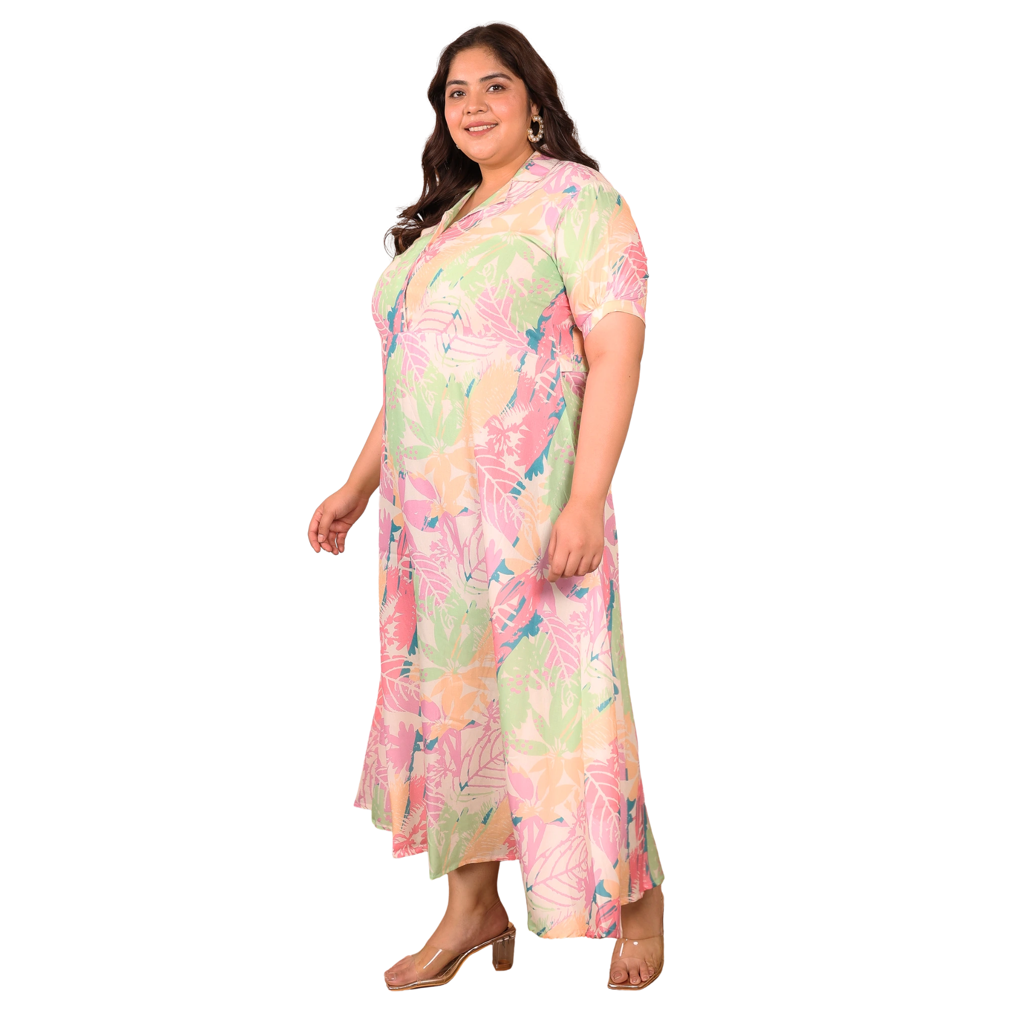 Multicolor Floral Maxi Plus Size Dress