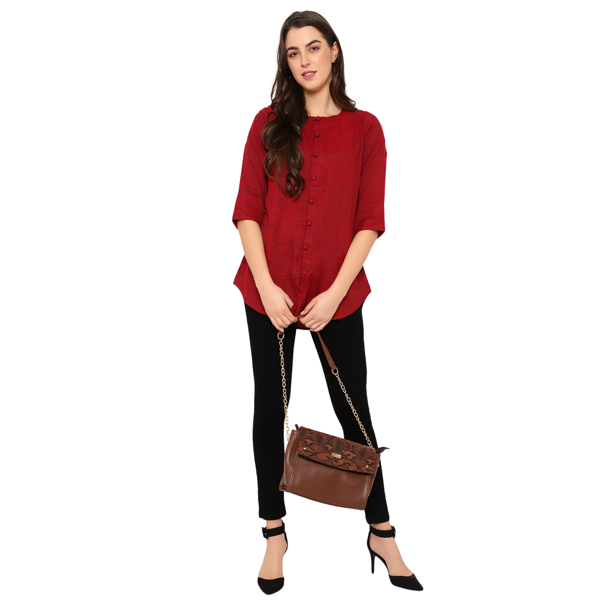 Maroon Cotton Linen Tunic