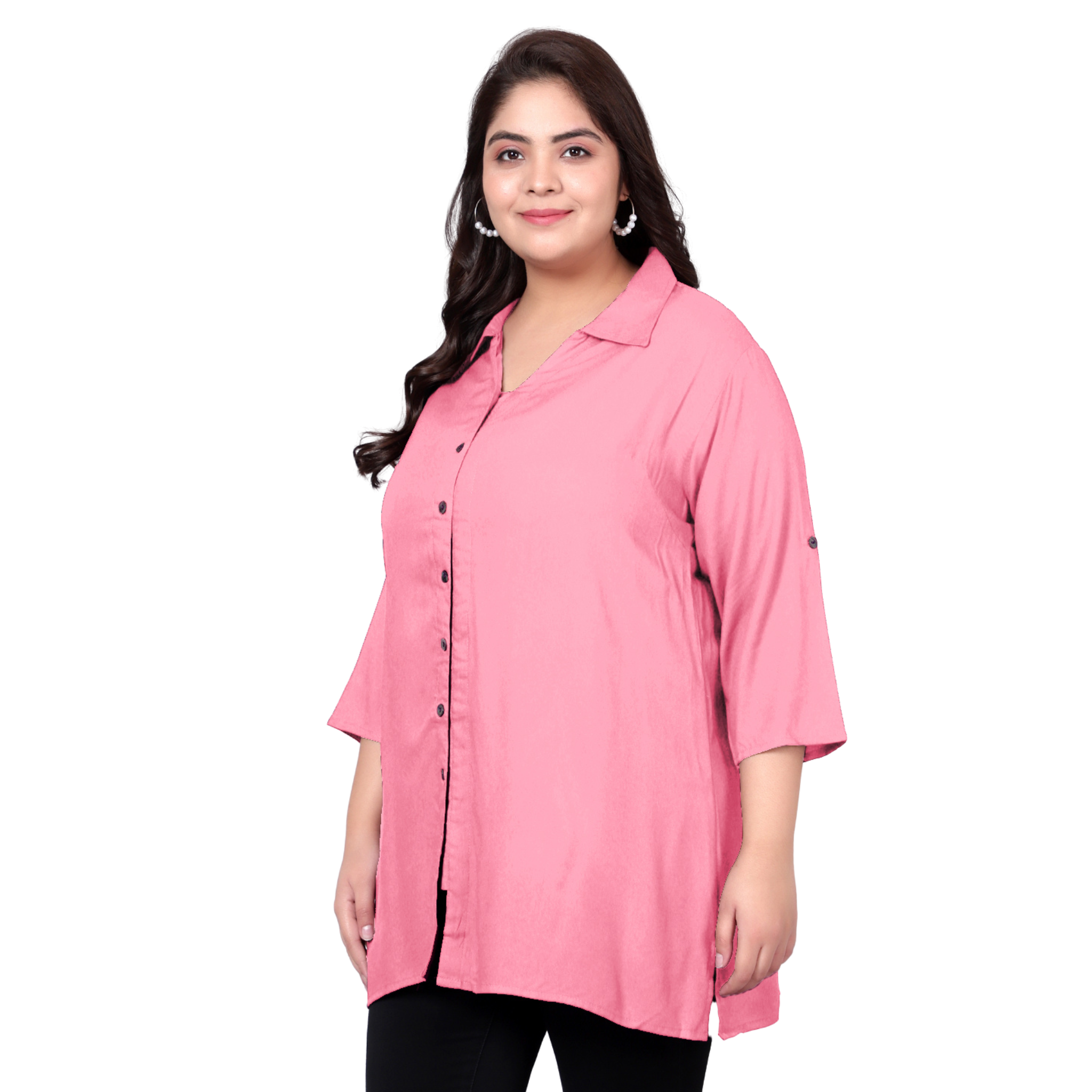 Pink Longline Plus Size Shirt