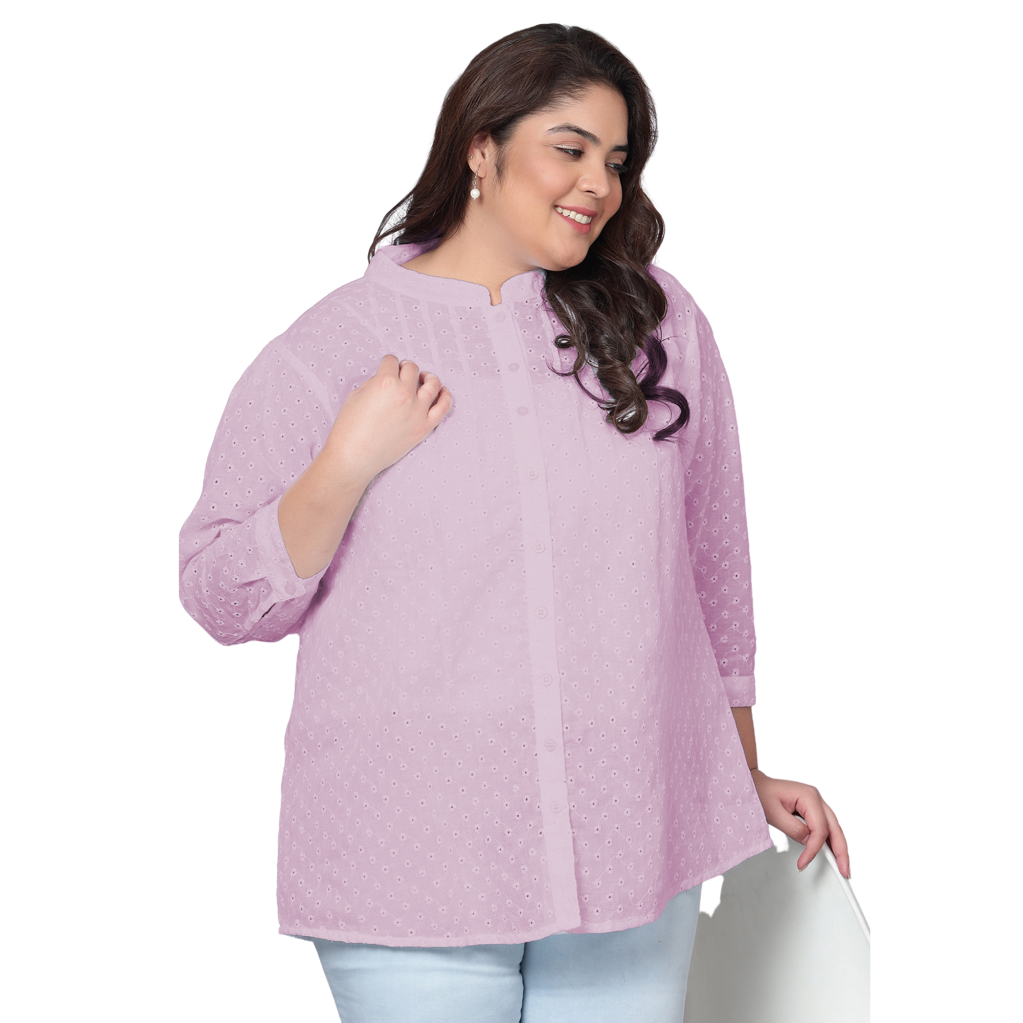 Pink Chikankari Plus Size Tunic