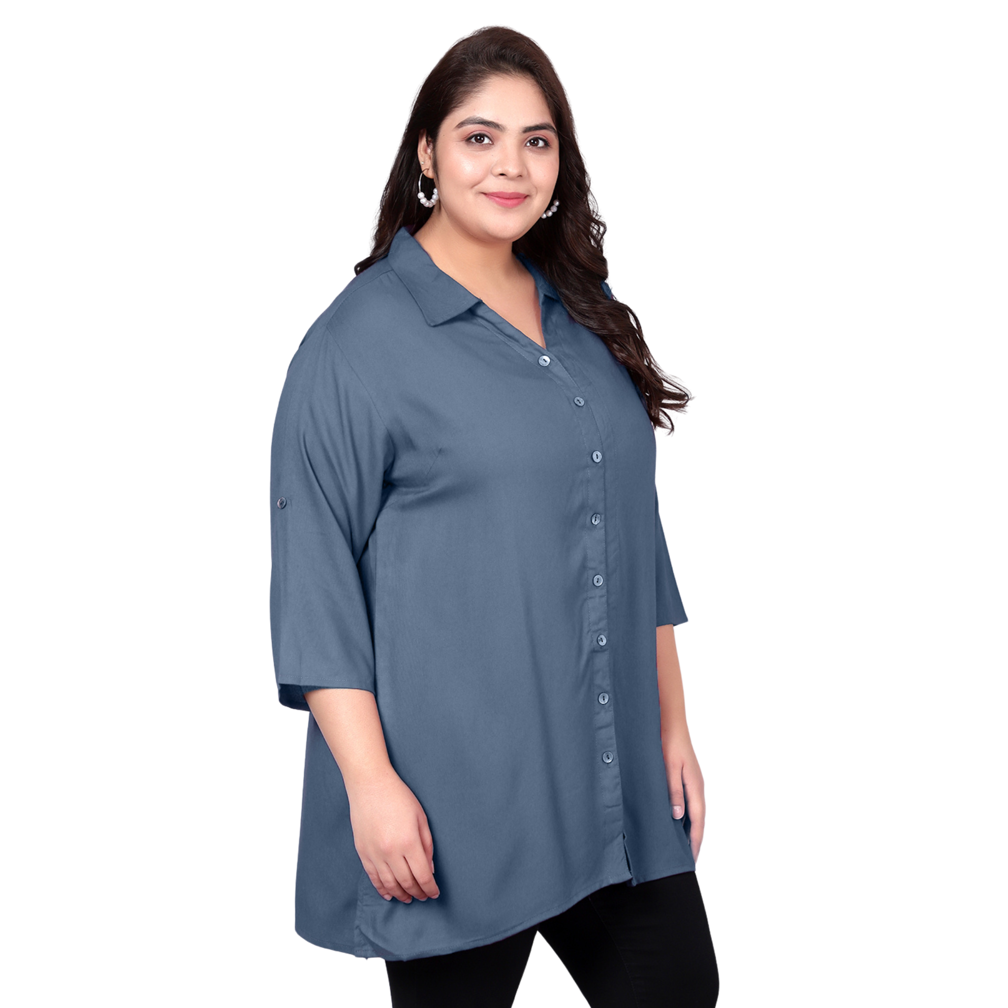 Grey Longline Plus Size Shirt