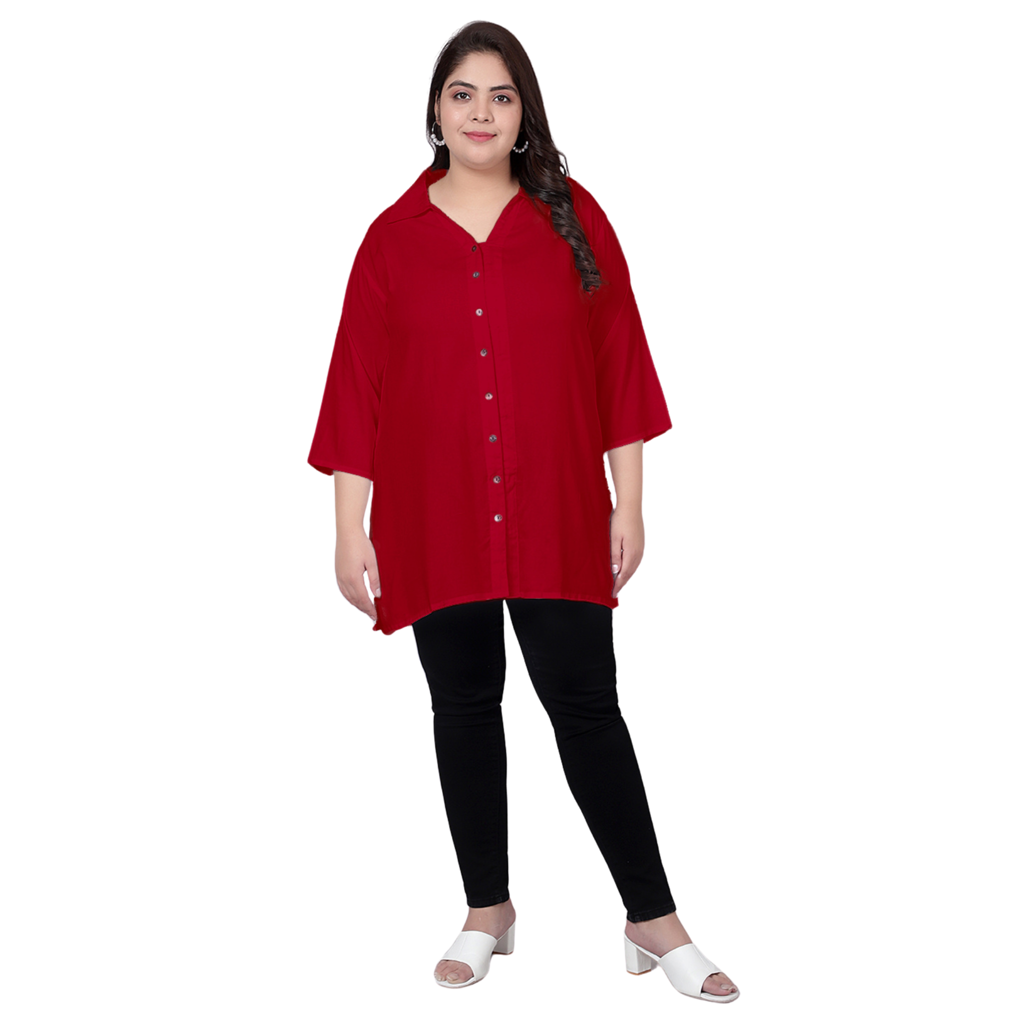 Maroon Longline Plus Size Shirt