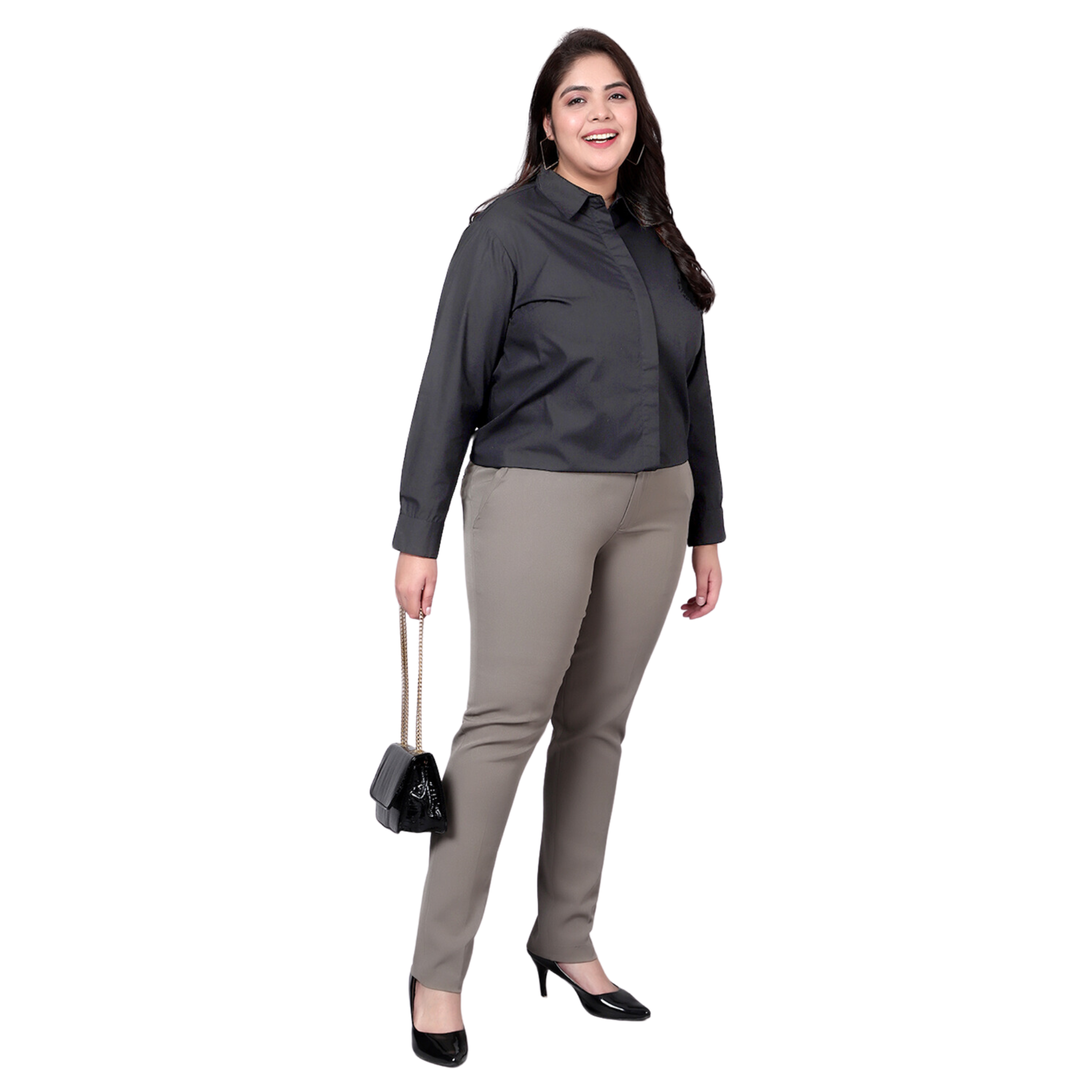 Black Slim Fit Formal Plus Size Shirt