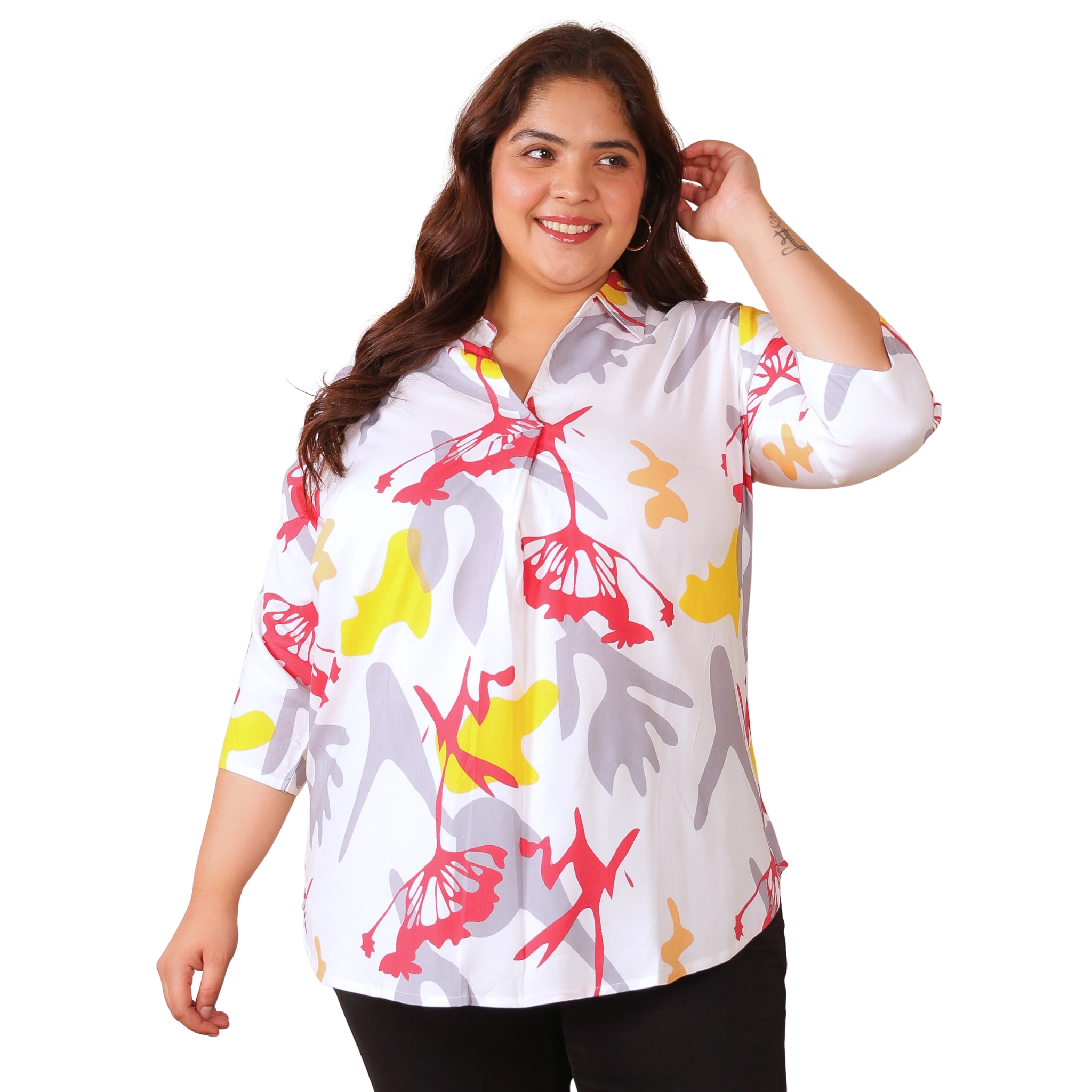 White Centrepleat Print Tunic