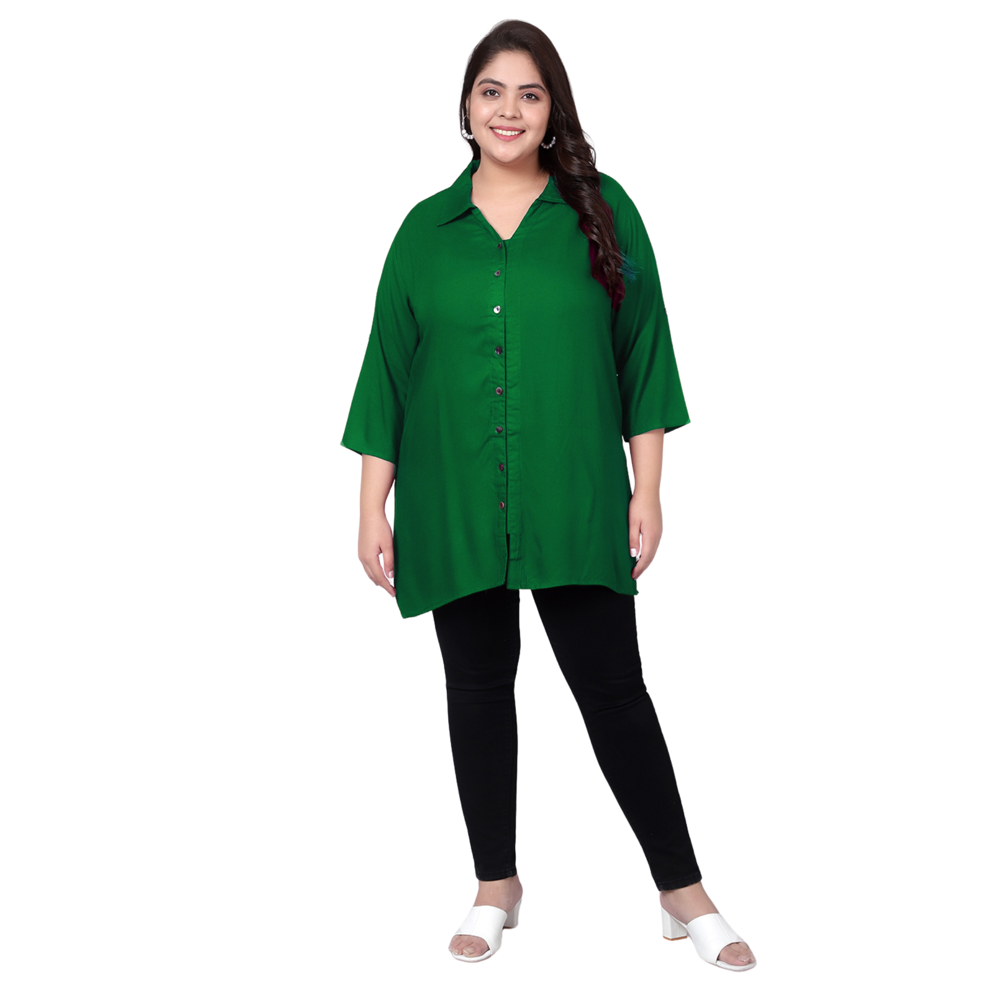 Green Longline Plus Size Shirt