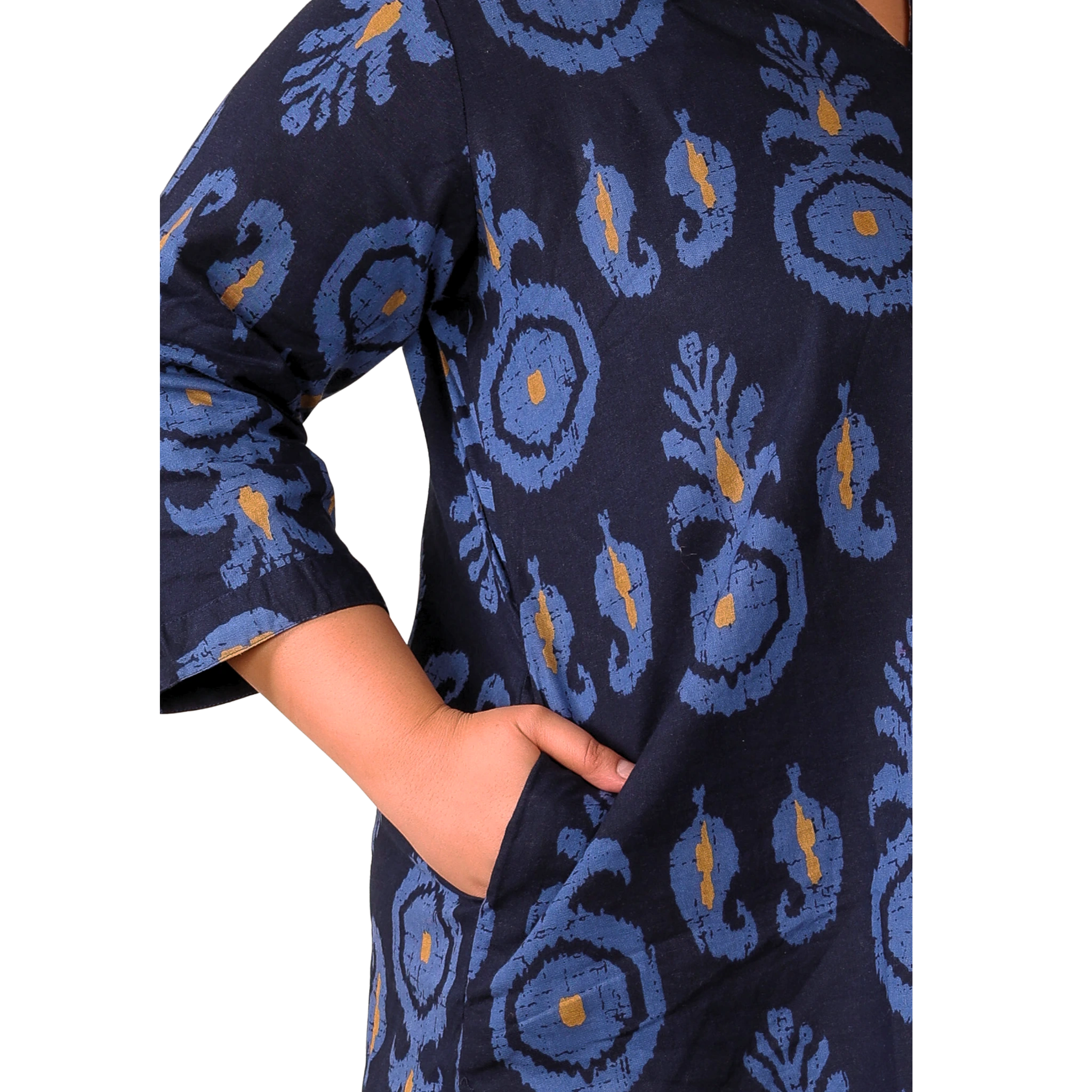 Indigo Blue Cotton Print Plus Size Co Ord Set