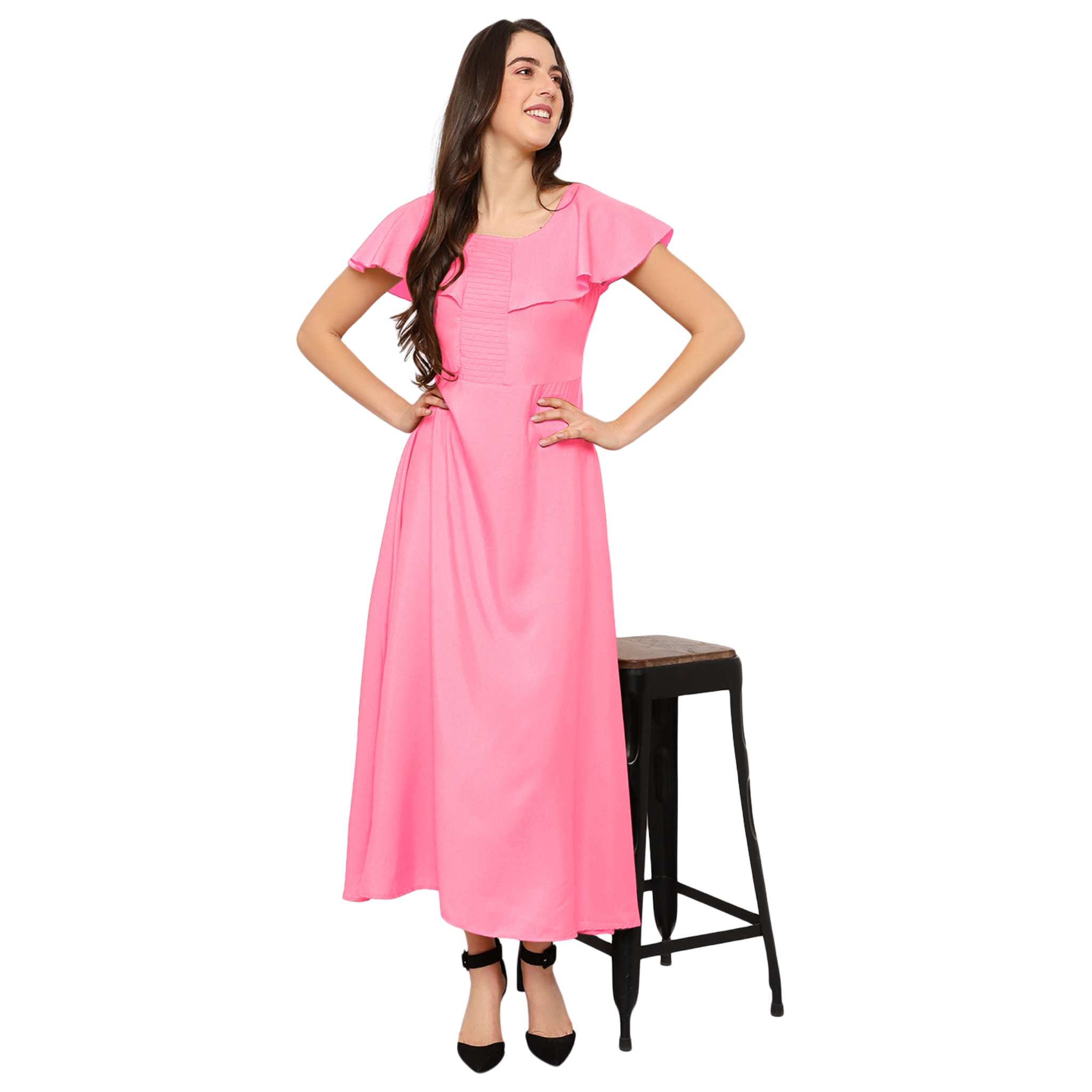 Pink Solid Maxi Dress