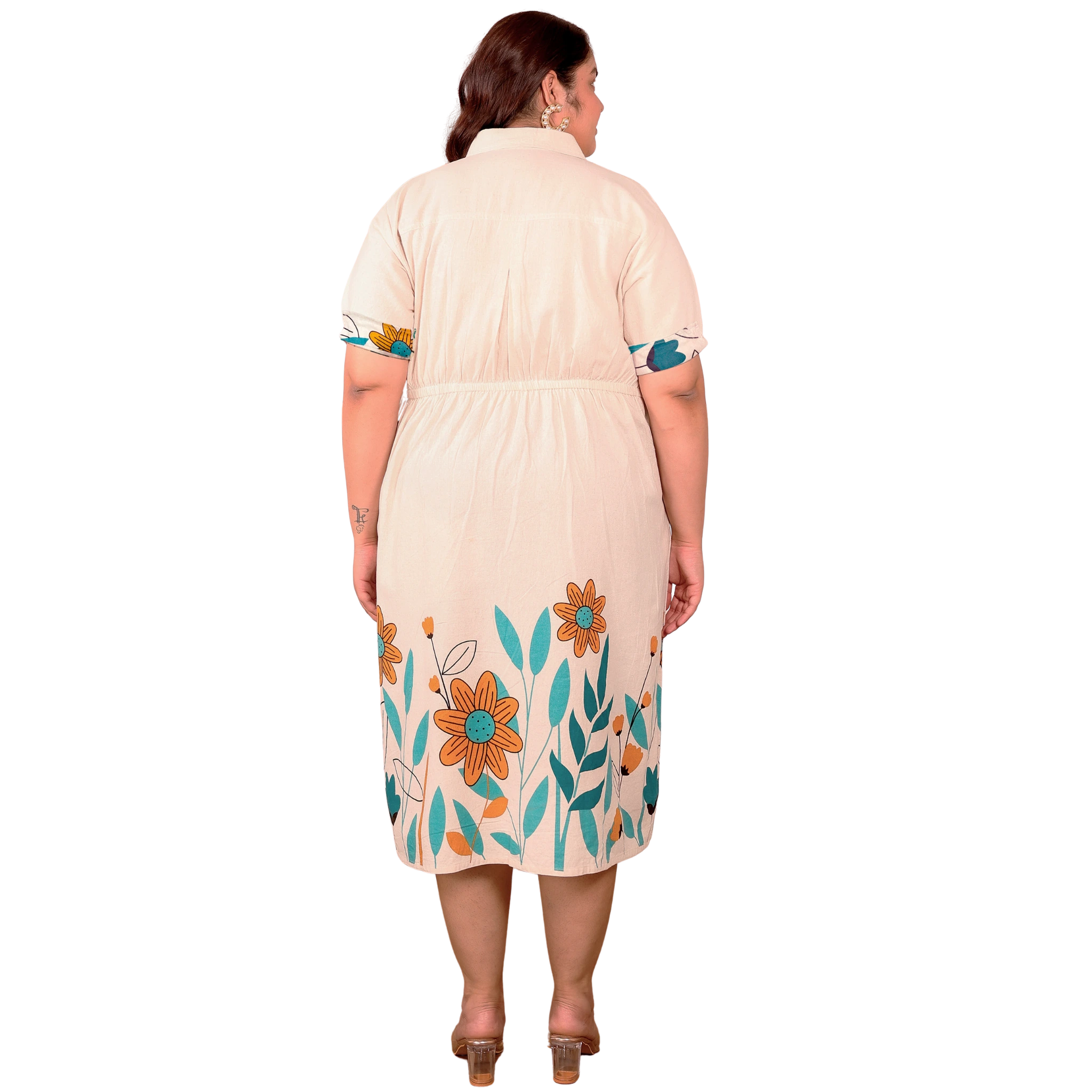 OffWhite Floral Cotton Midi Dress