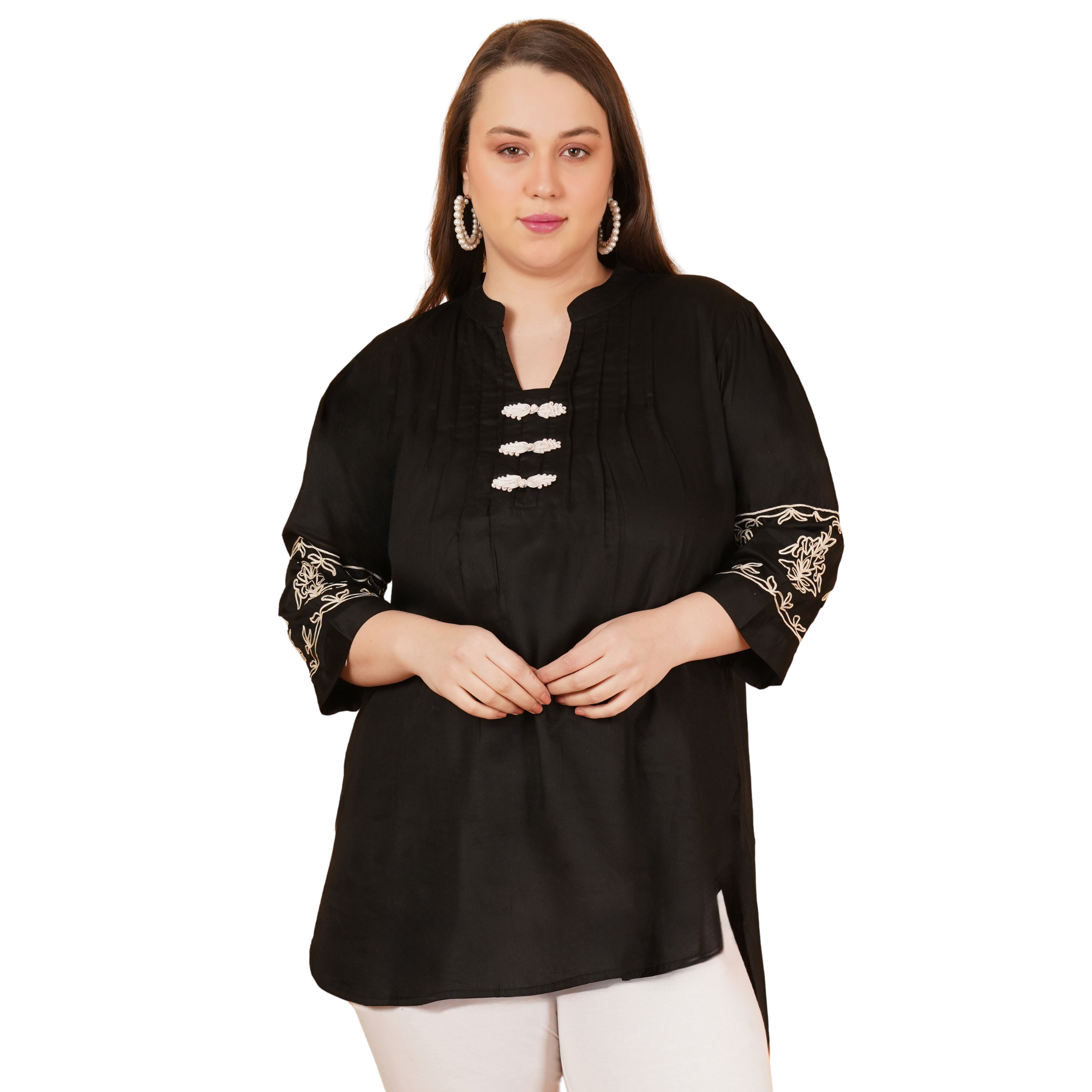Black Cotton Embroidered Tunic