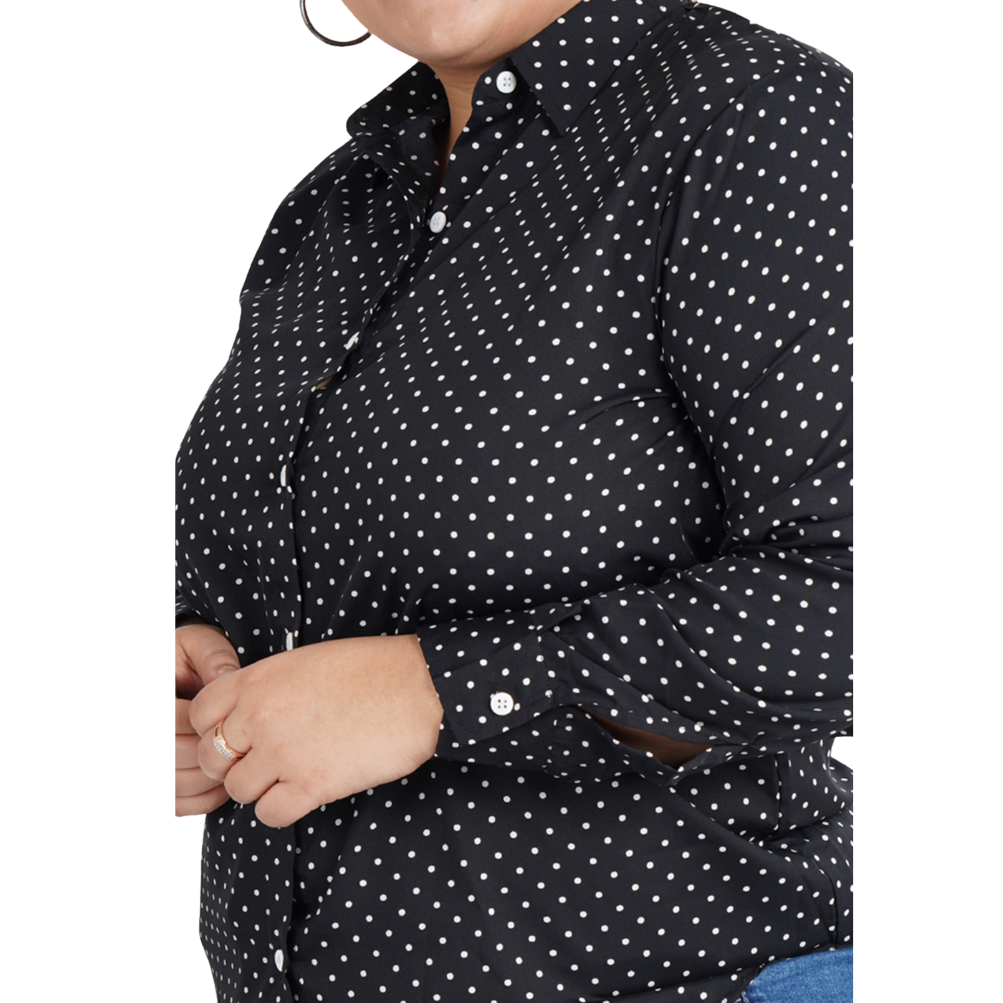 Black Polka Dot Plus Size Shirt