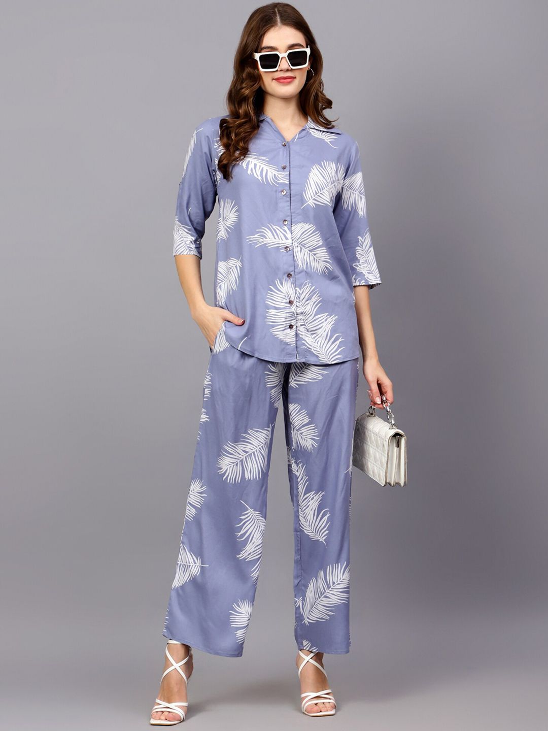 Blue Leaf Print Co-Ord Set — view 13