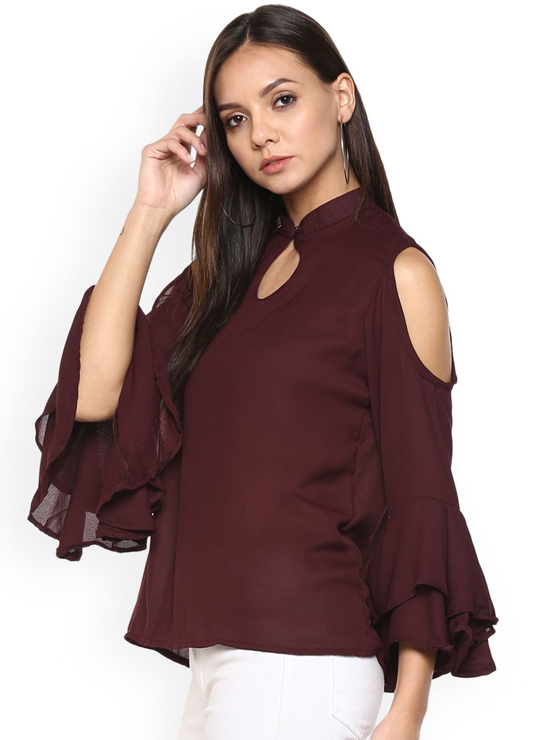 Maroon Georgette Top — view 3