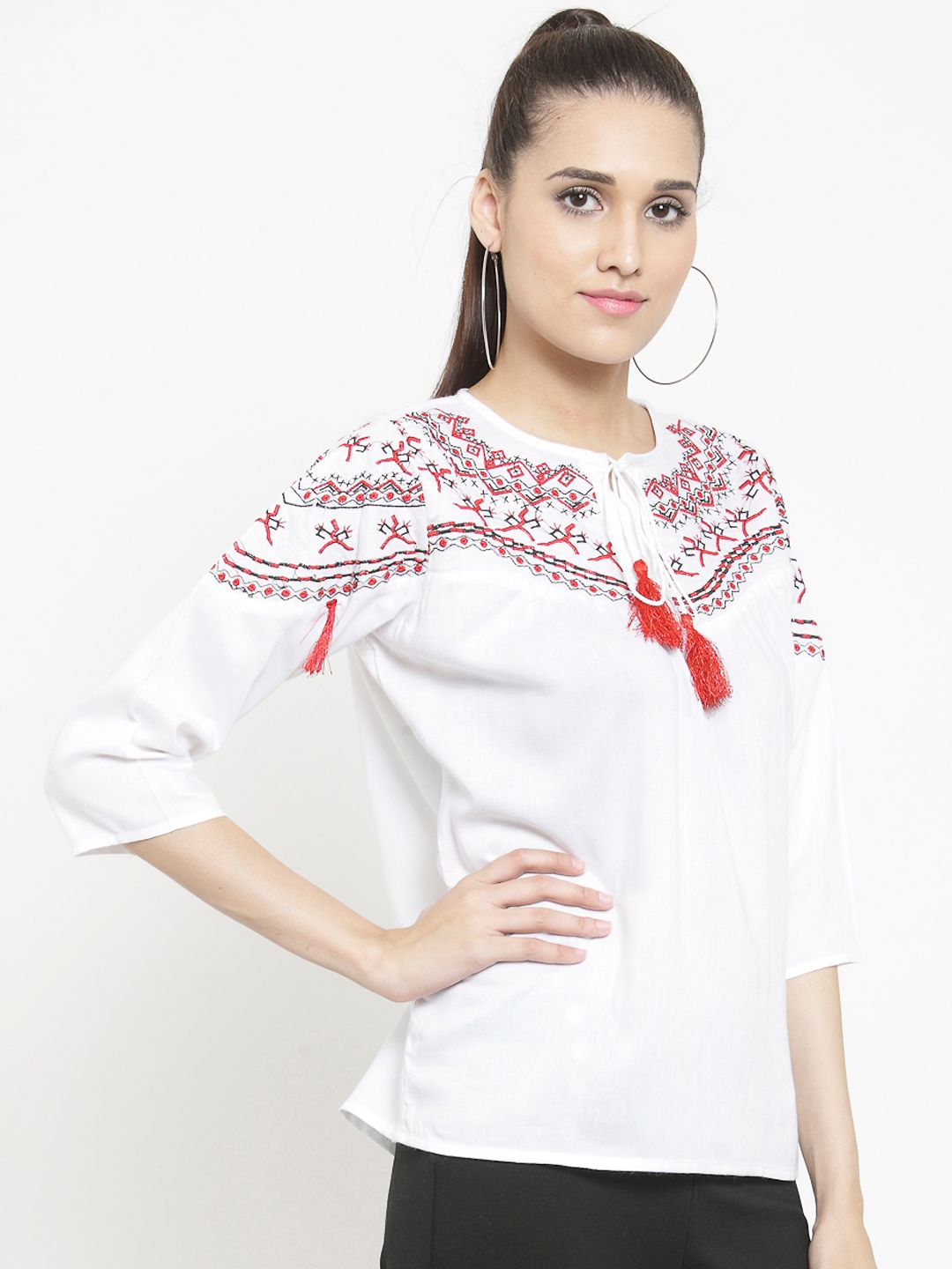 White Embroidered Top — view 3
