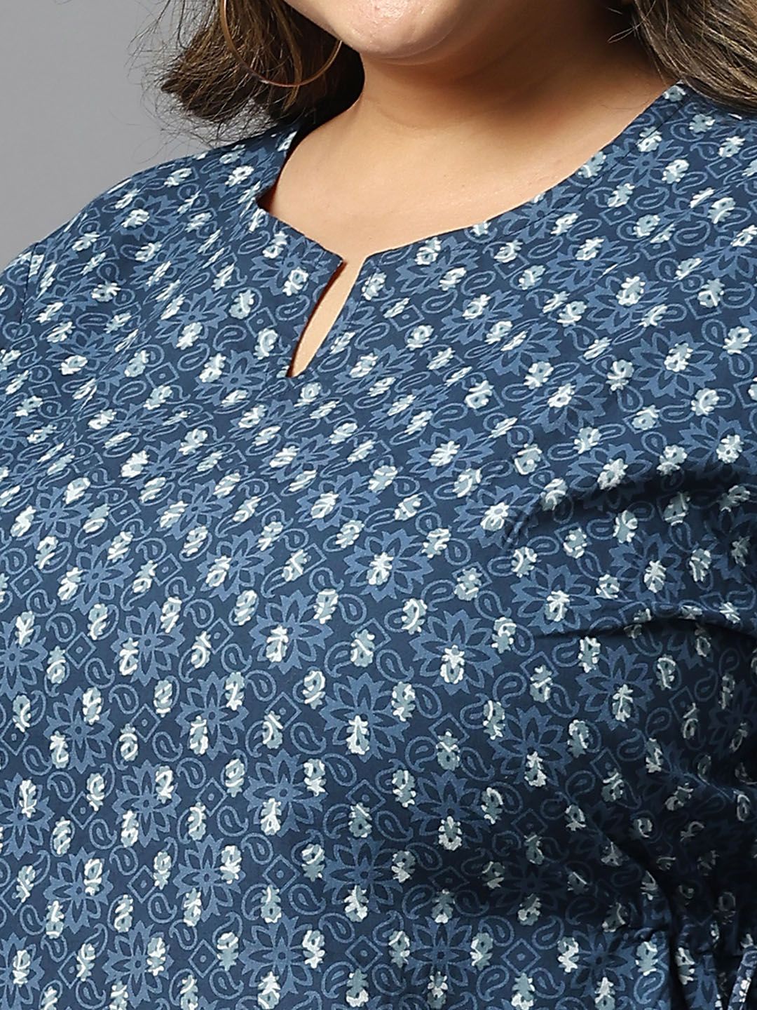 Blue Indigo Hand Block Plus Size Tunic — view 2